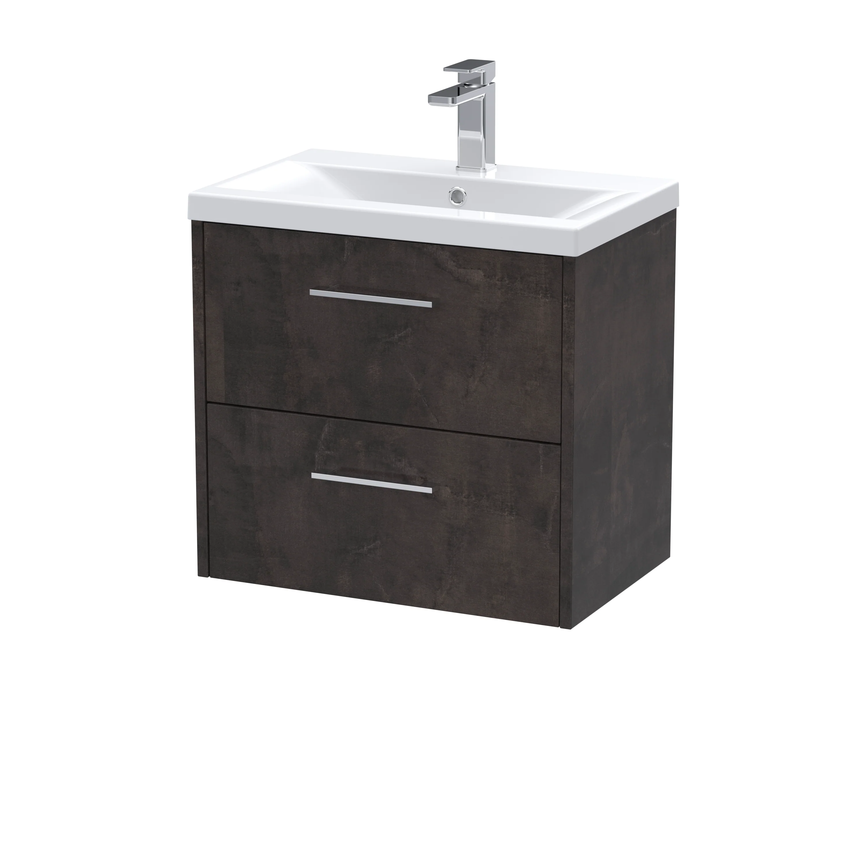 Hudson Reed Juno 600mm Wall Hung 2-Drawer Vanity & Basin 1 - Metallic Slate