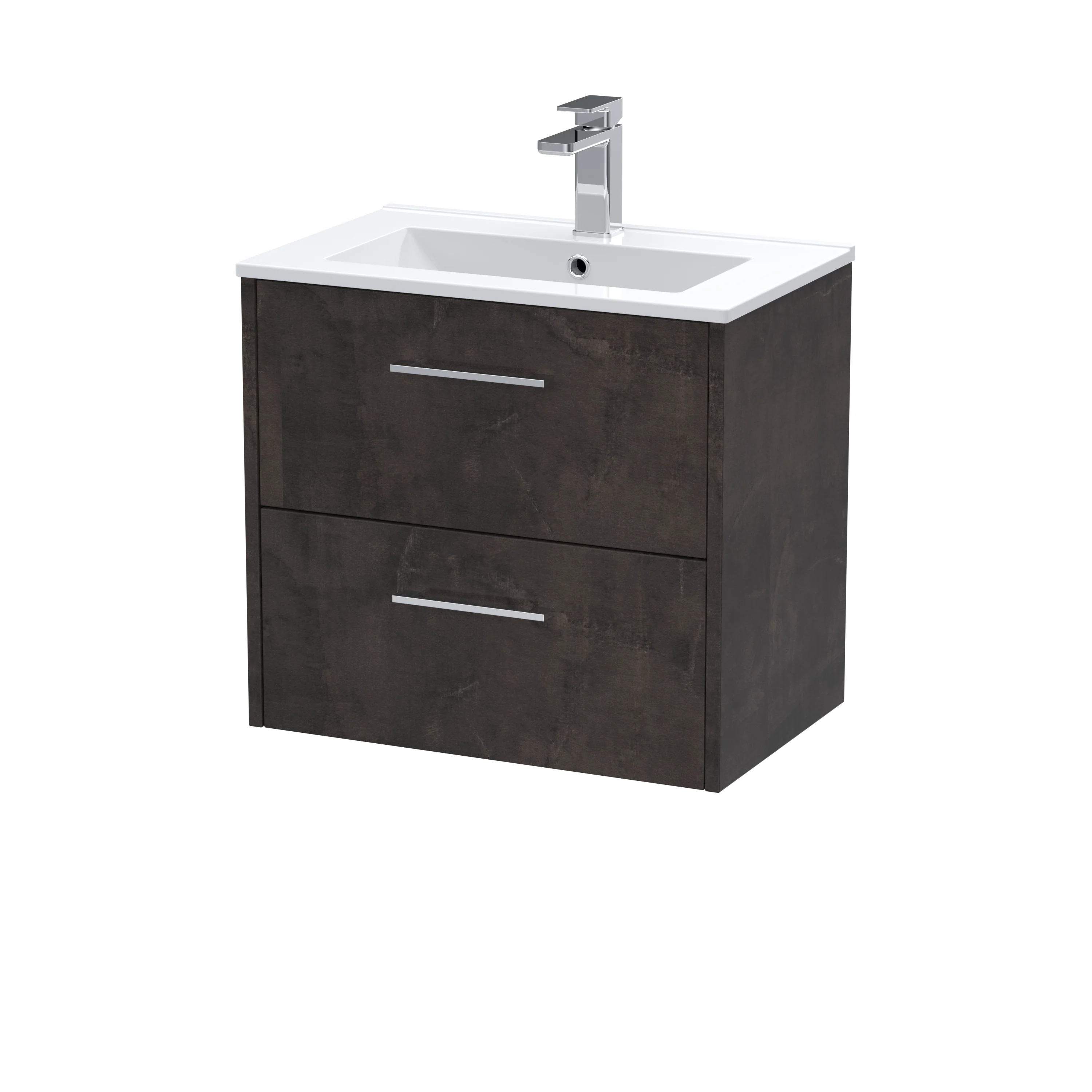 Hudson Reed Juno 600mm Wall Hung 2-Drawer Vanity & Basin 2 - Metallic Slate