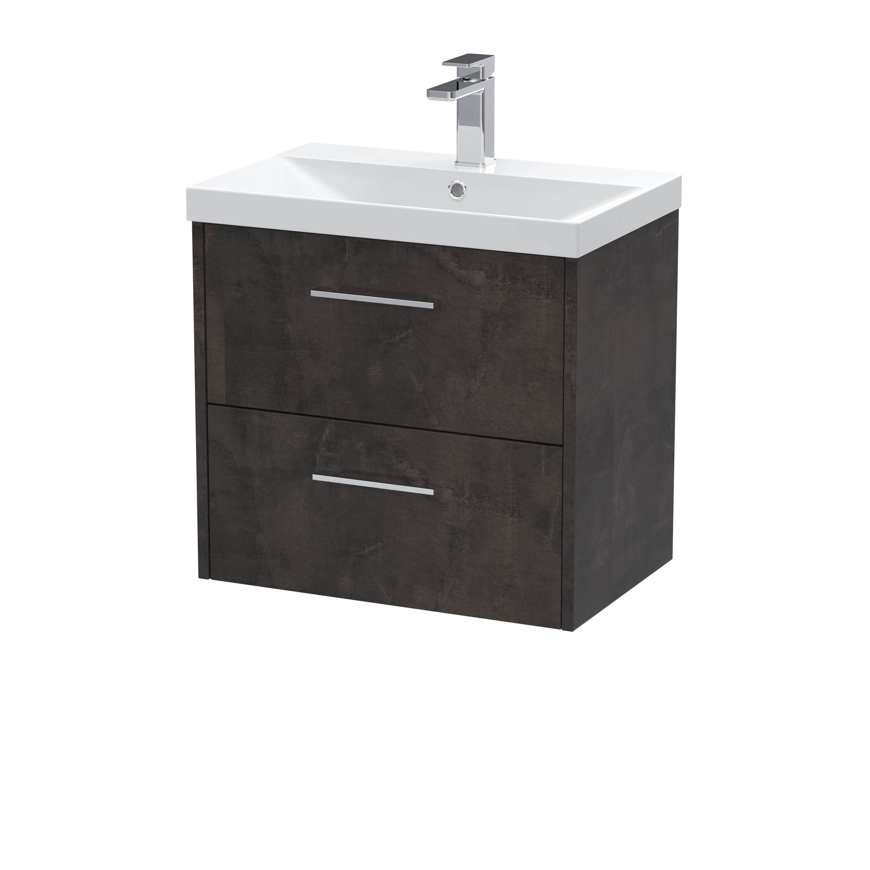 Hudson Reed Juno 600mm Wall Hung 2-Drawer Vanity & Basin 3 - Metallic Slate