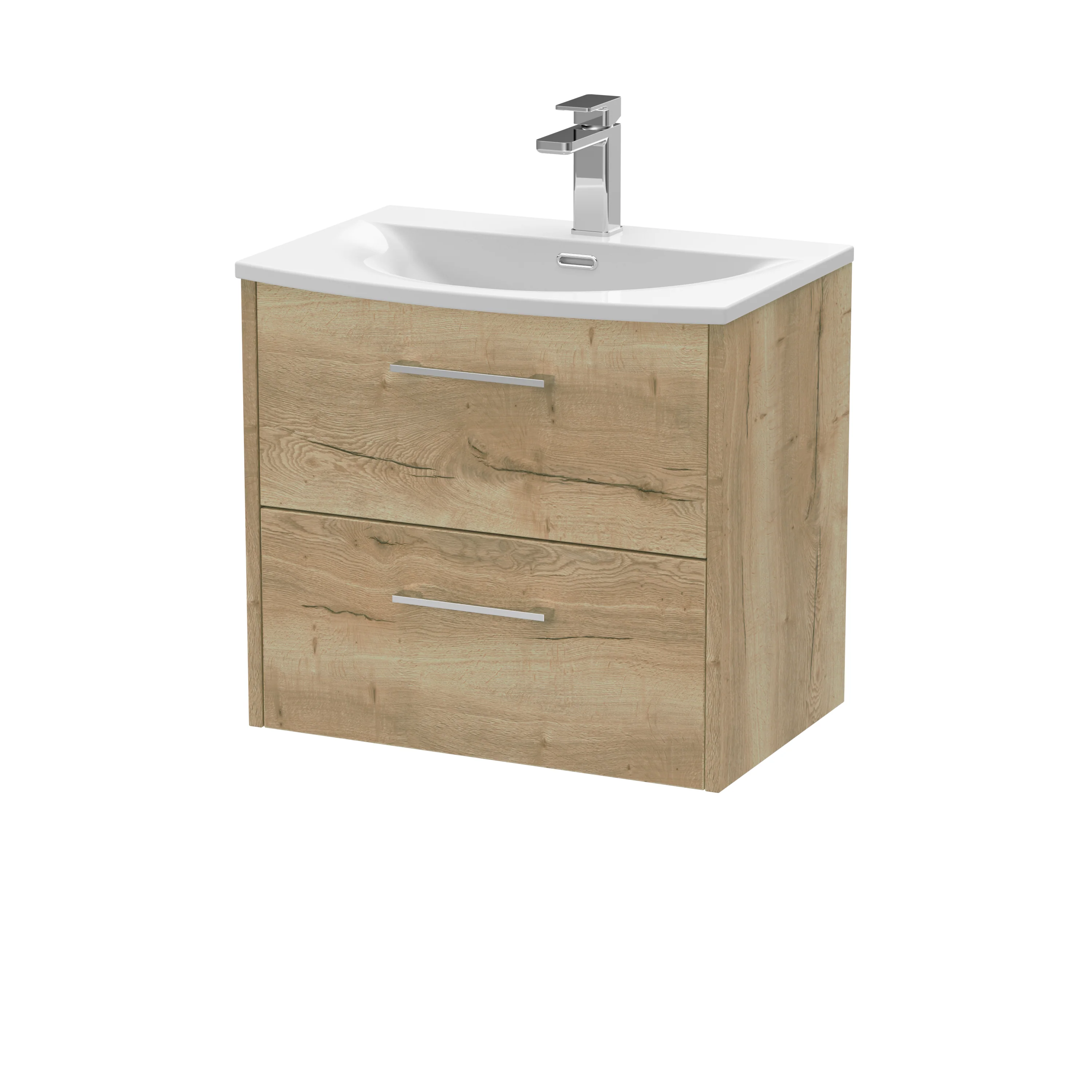 Hudson Reed Juno 600mm Wall Hung 2-Drawer Vanity & Basin 4 - Autumn Oak