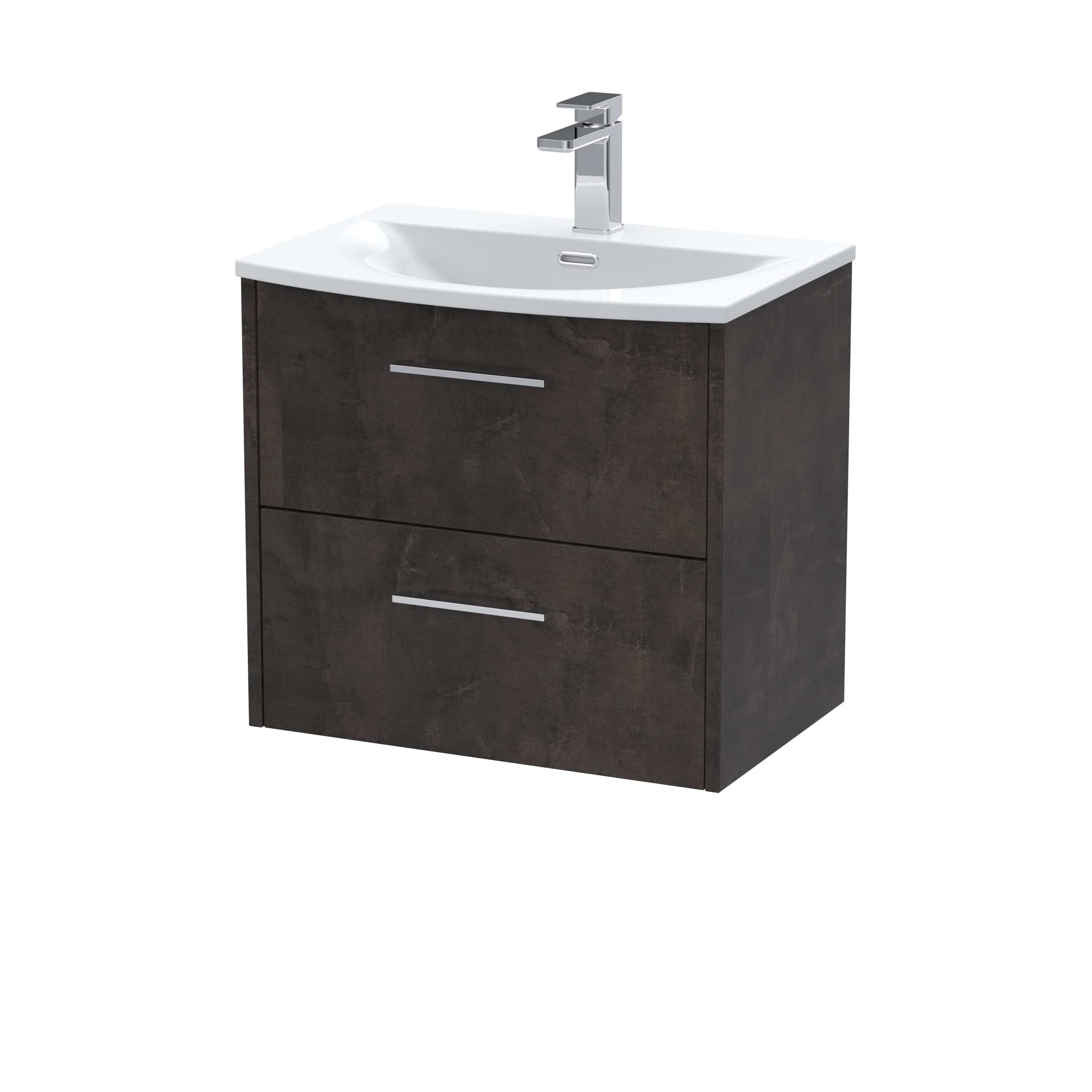 Hudson Reed Juno 600mm Wall Hung 2-Drawer Vanity & Basin 4 - Metallic Slate