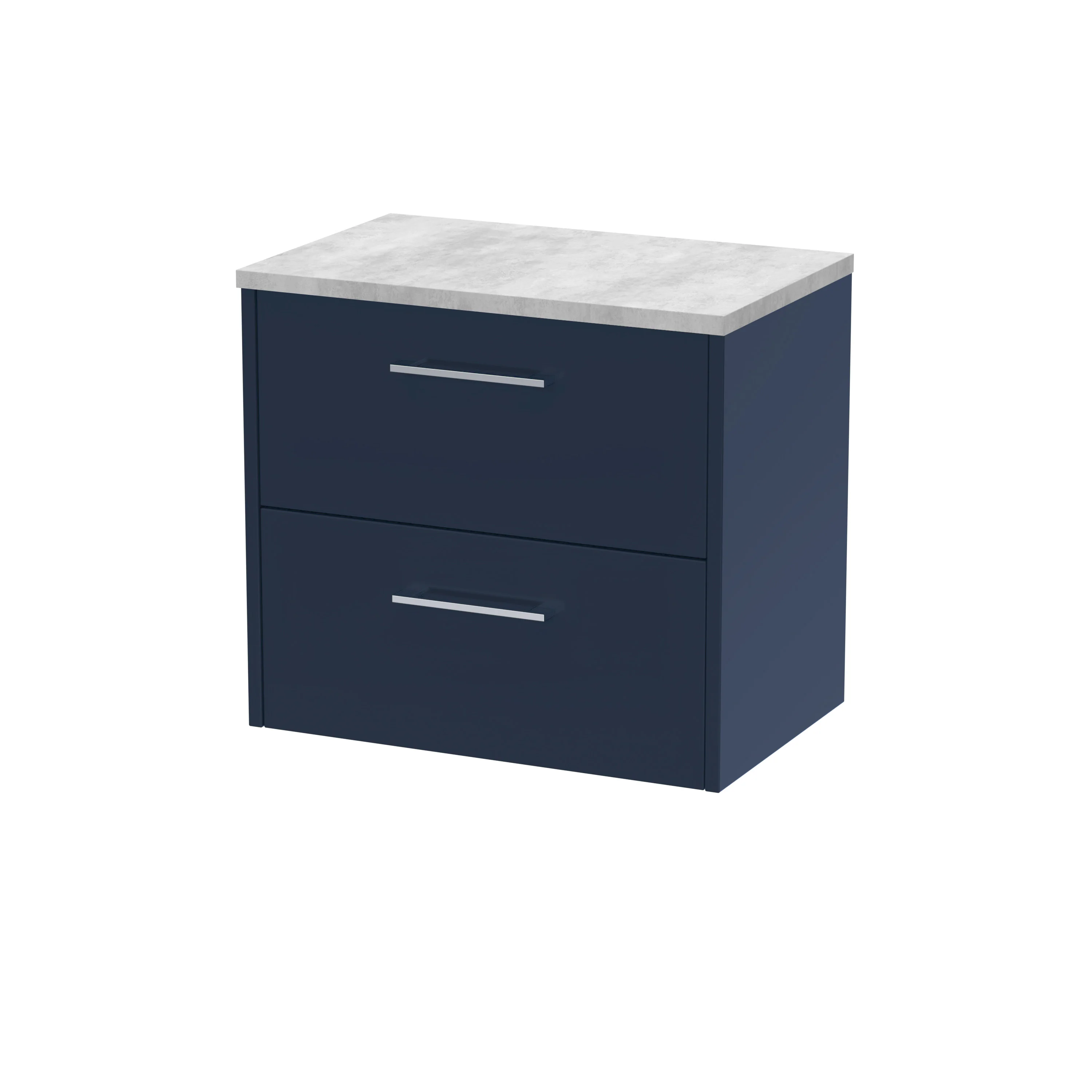 Hudson Reed Juno 600mm Wall Hung 2-Drawer Vanity & Laminate Worktop - Midnight Blue
