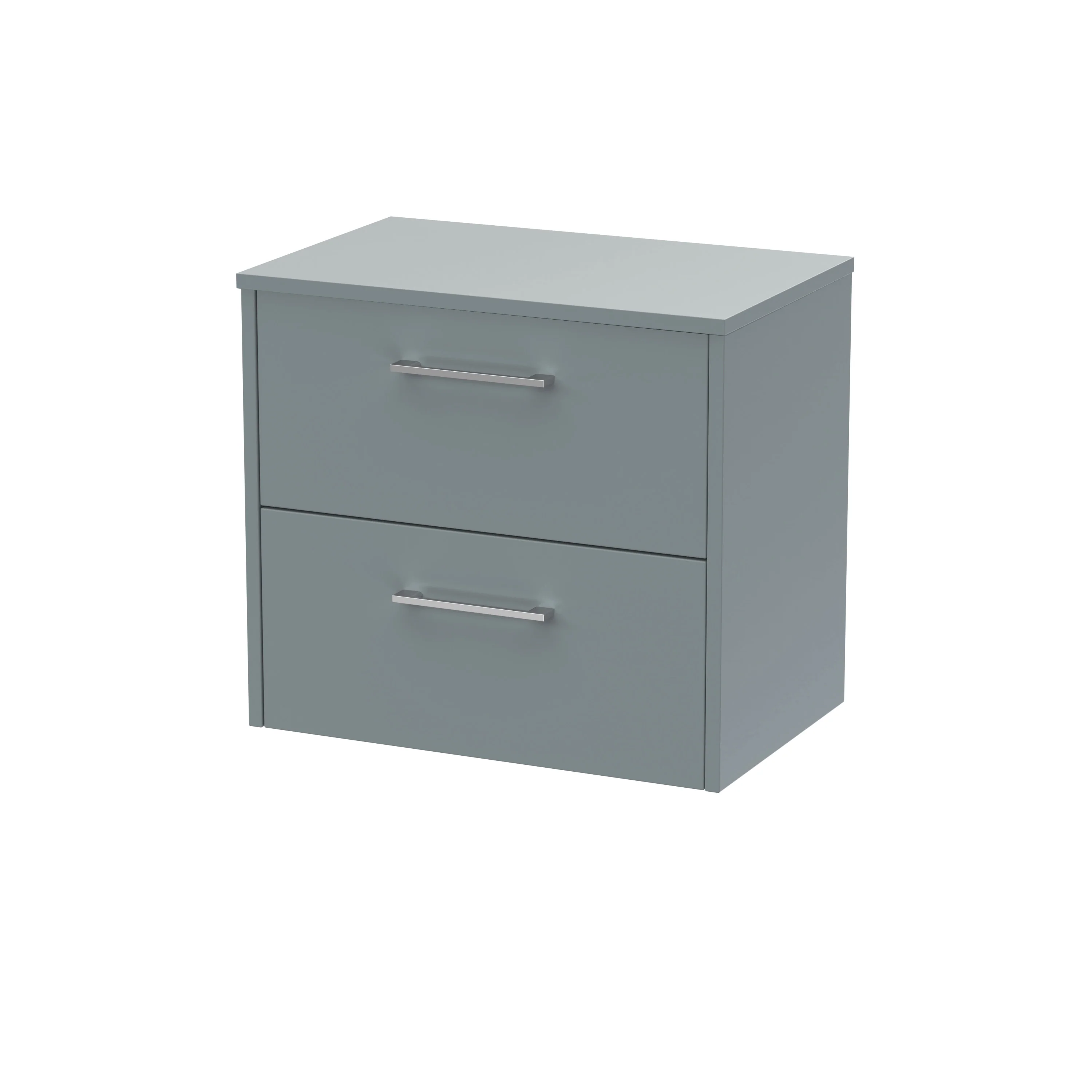 Hudson Reed Juno 600mm Wall Hung 2-Drawer Vanity & Worktop - Coastal Grey