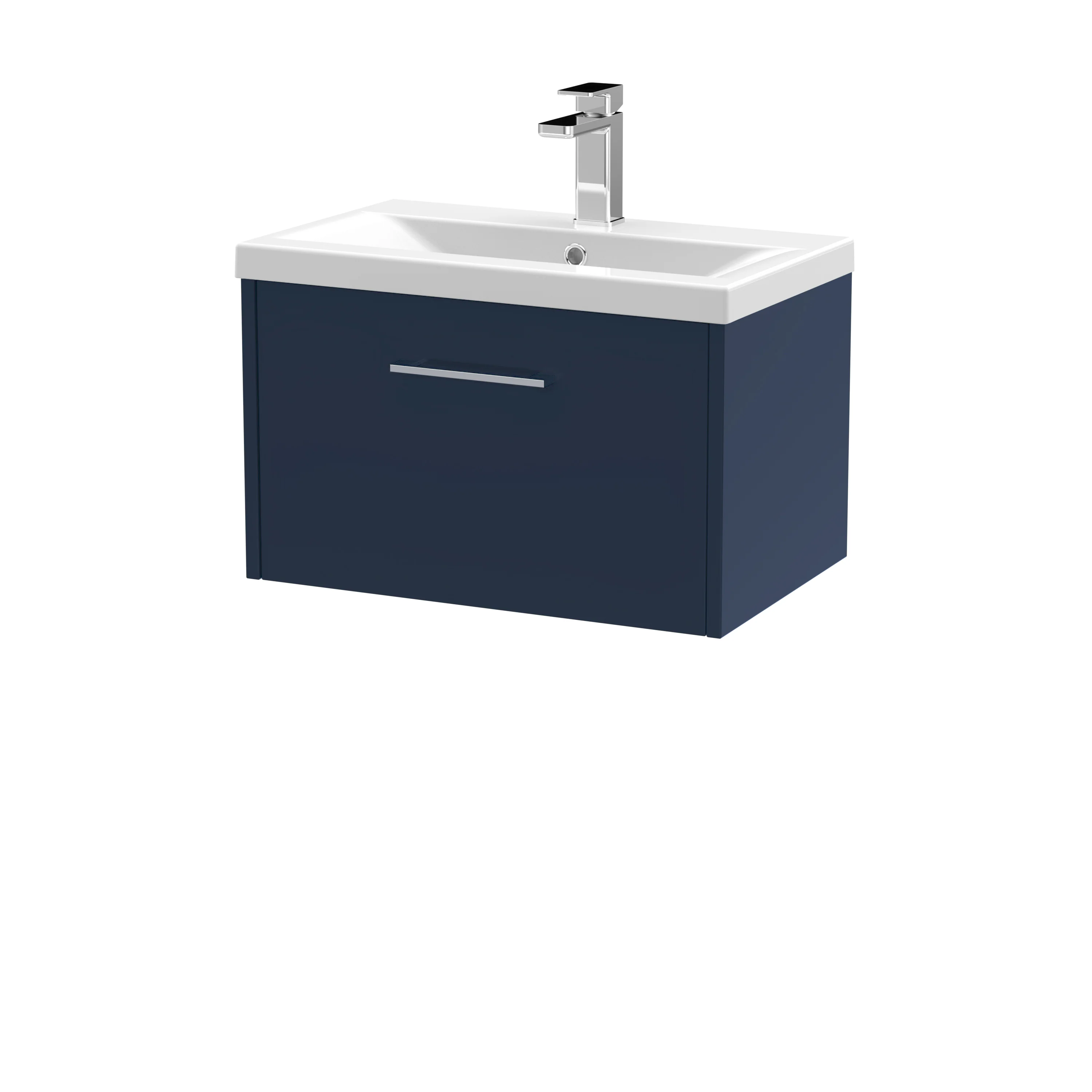 Hudson Reed Juno 600mm Wall Hung Single Drawer Vanity & Basin 1 - Electric Blue