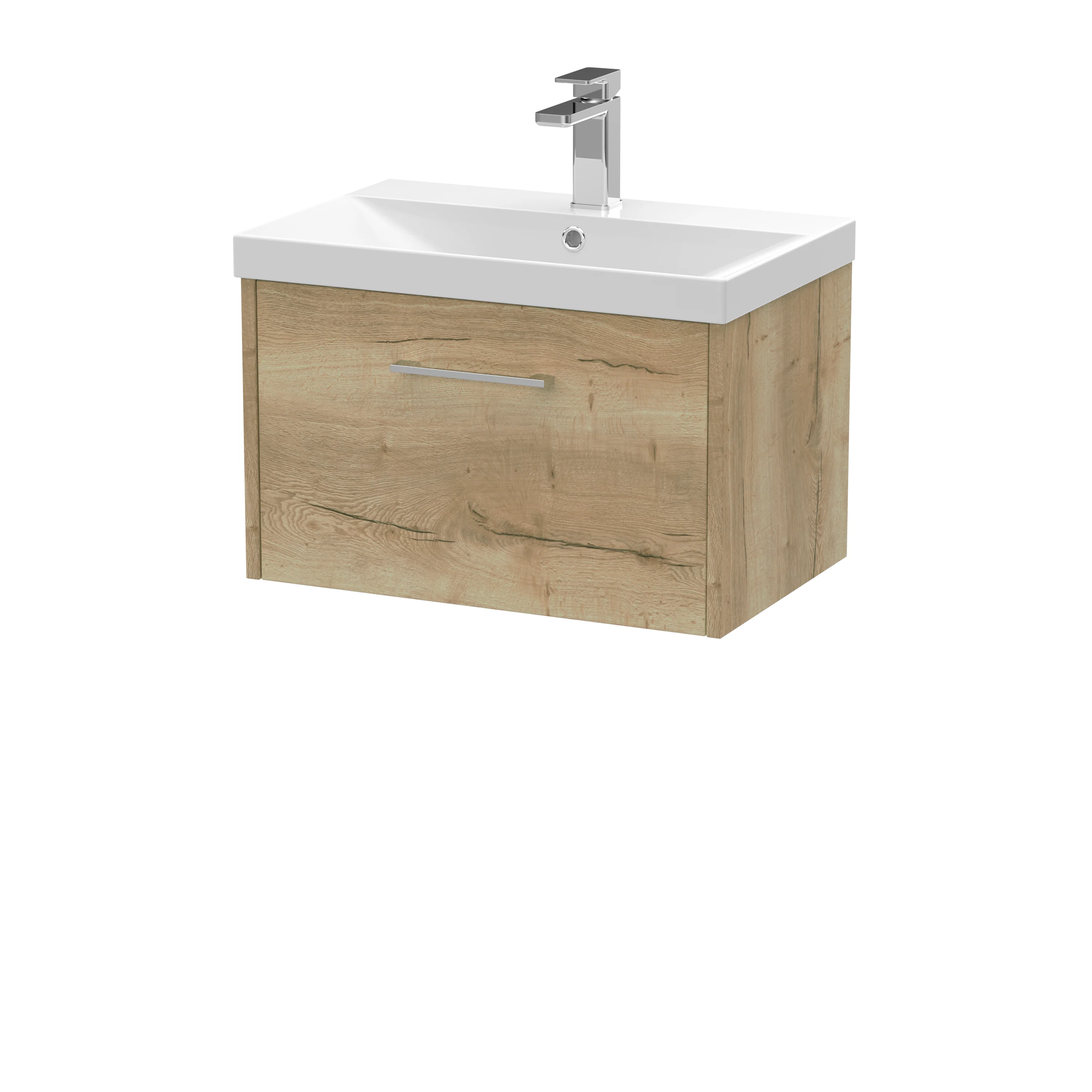 Hudson Reed Juno 600mm Wall Hung 1-Drawer Vanity & Basin 3 - Autumn Oak