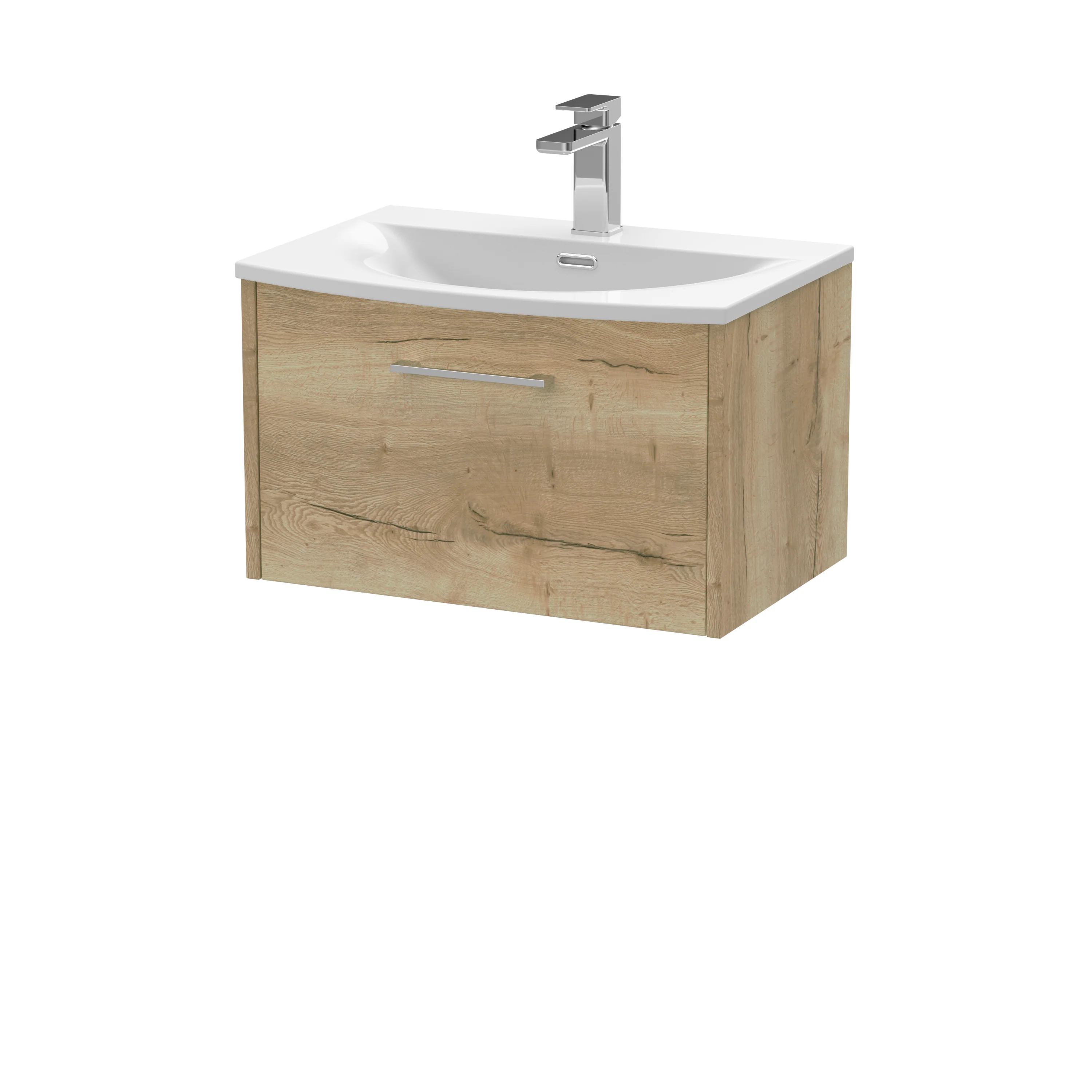 Hudson Reed Juno 600mm Wall Hung 1-Drawer Vanity & Basin 4 - Autumn Oak