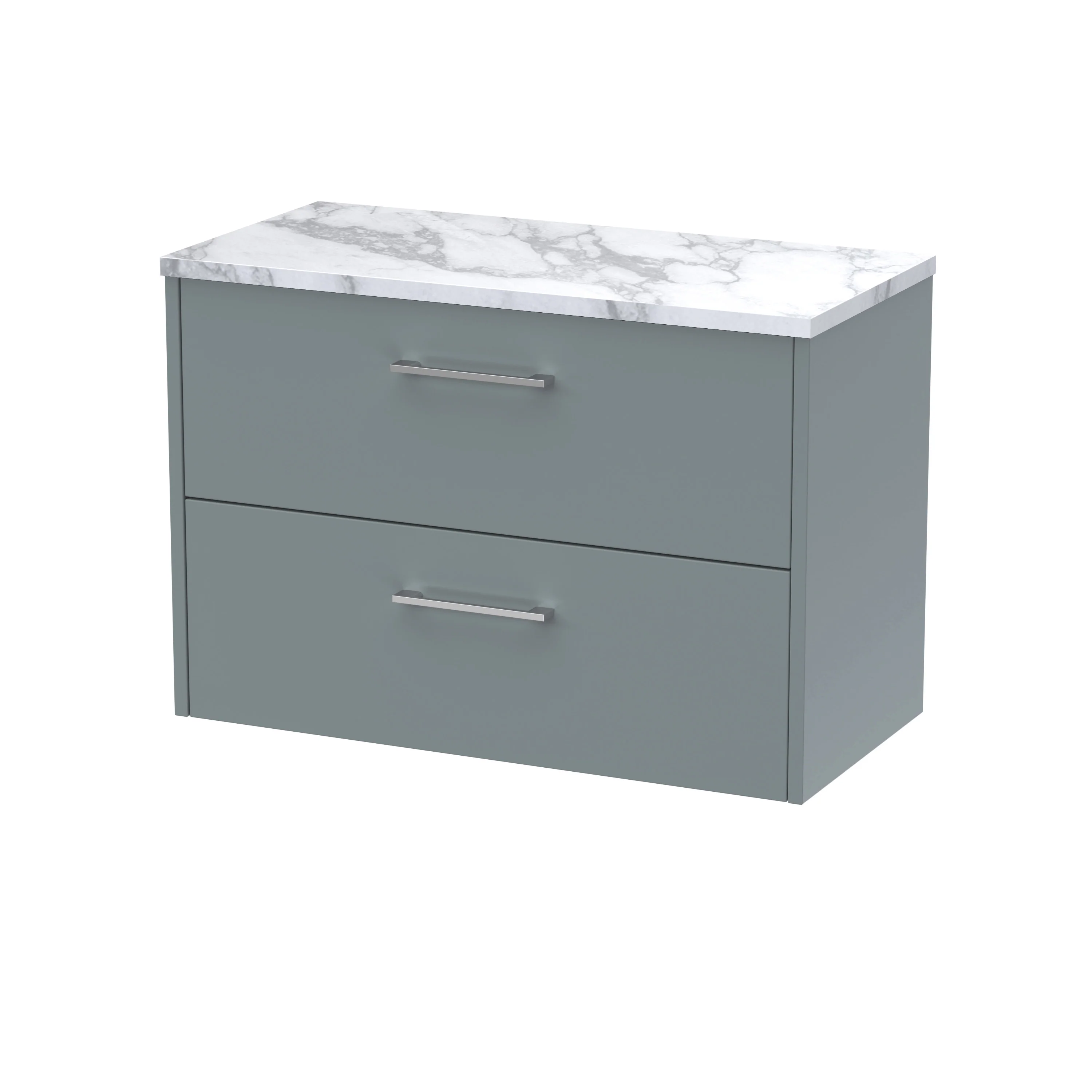 Hudson Reed Juno 800mm Wall Hung 2-Drawer Vanity & Laminate Worktop - Coastal Grey