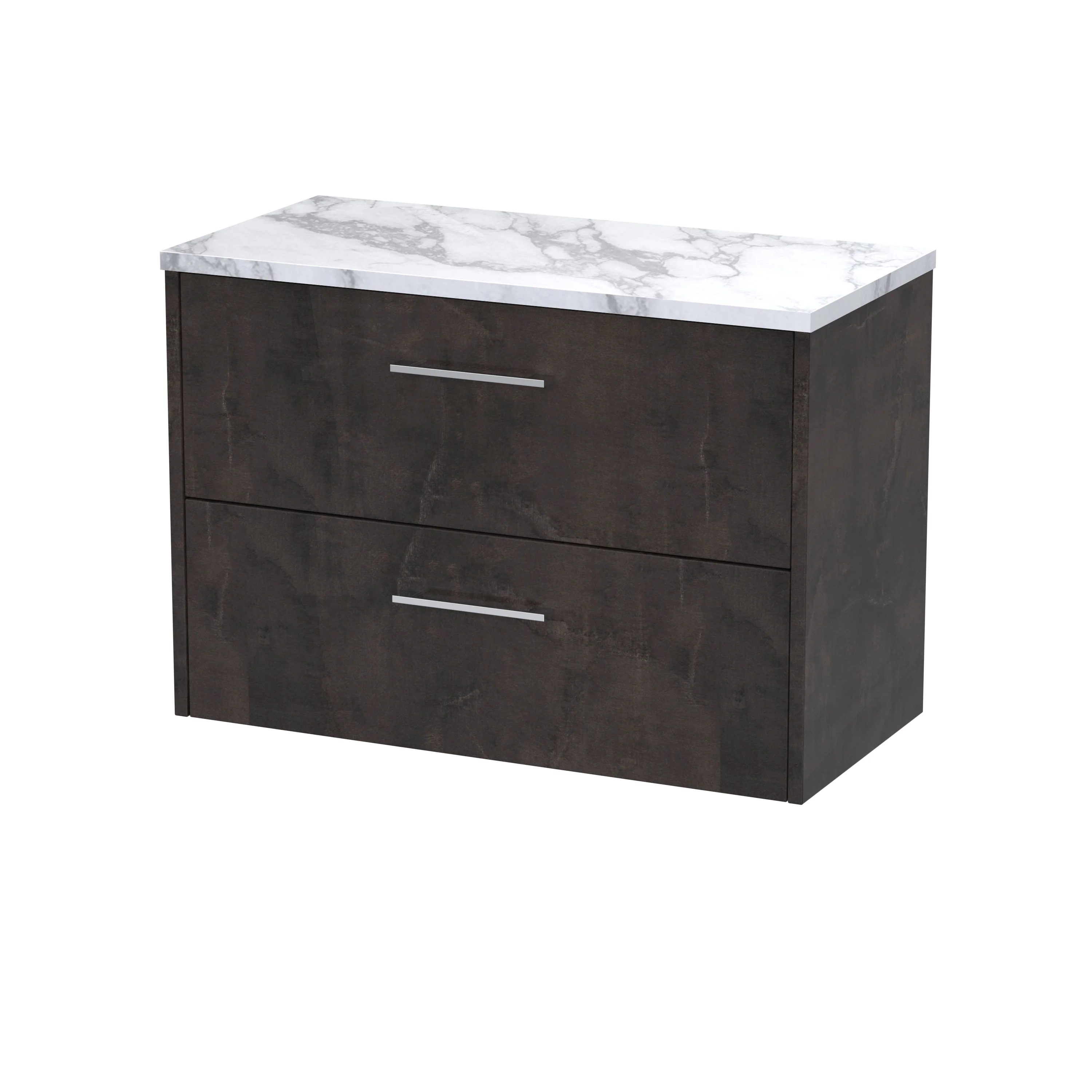 Hudson Reed Juno 800mm Wall Hung 2-Drawer Vanity & Laminate Worktop - Metallic Slate