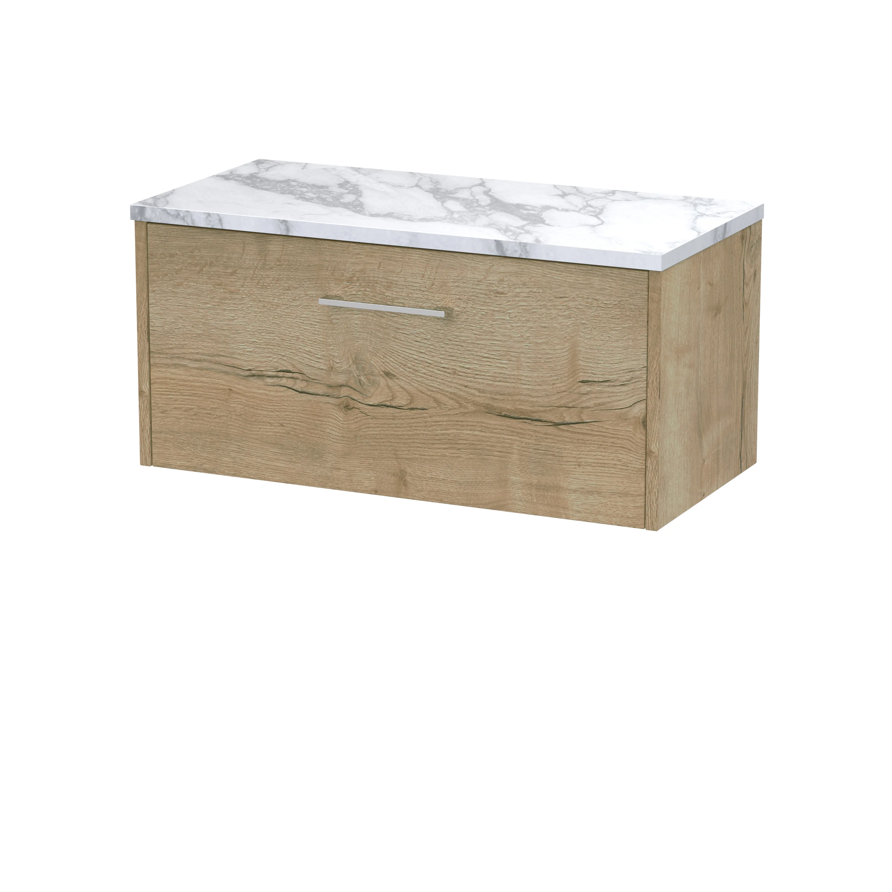 Hudson Reed Juno 800mm Wall Hung 1-Drawer Vanity & Laminate Worktop - Autumn Oak