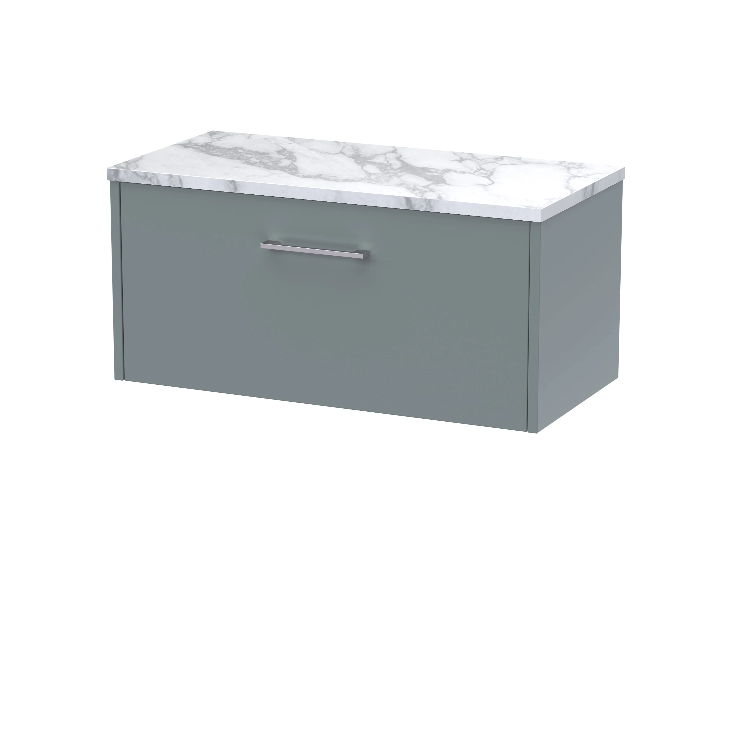 Hudson Reed Juno 800mm Wall Hung 1-Drawer Vanity & Laminate Worktop - Coastal Grey