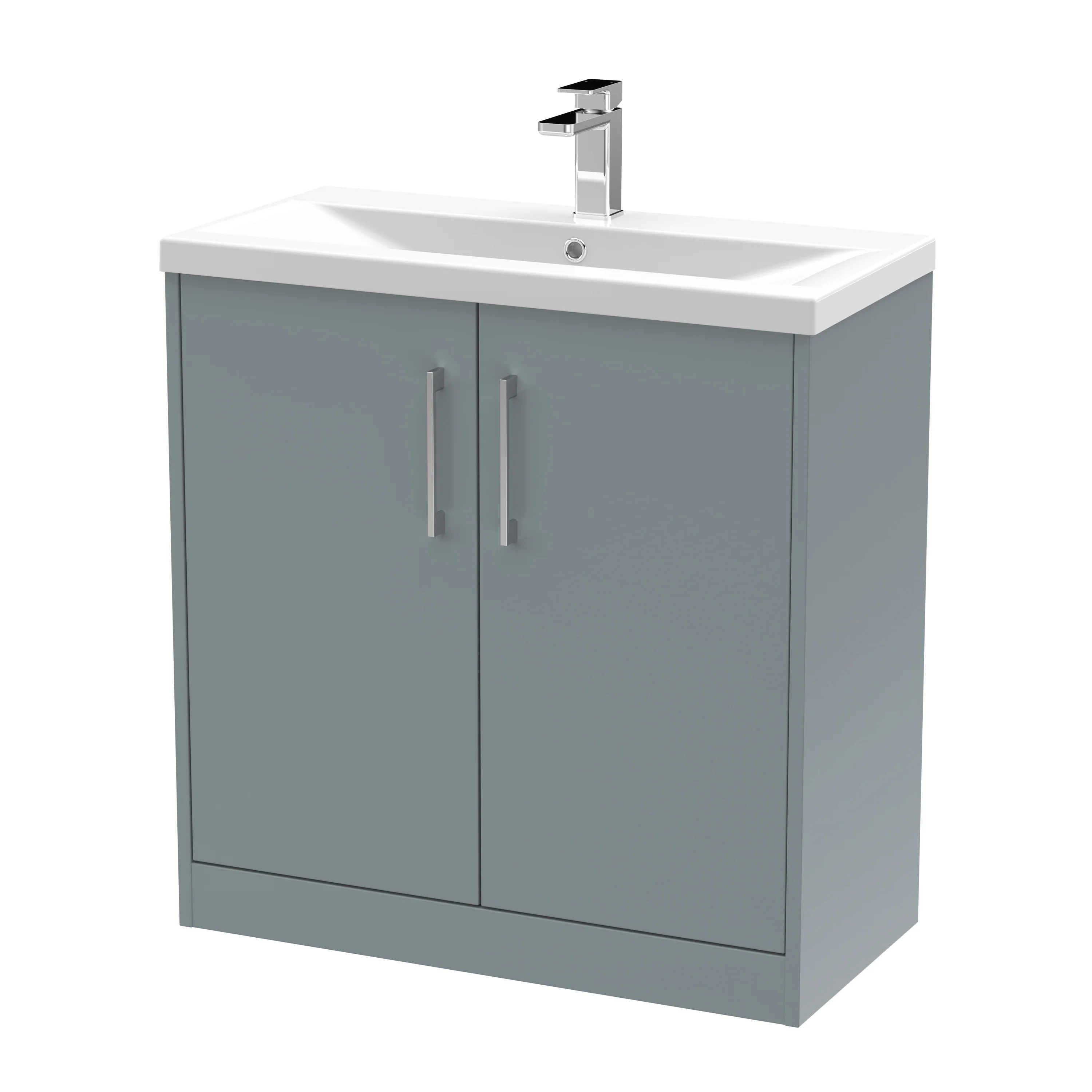 Hudson Reed Juno 800mm Floor Standing 2-Door Vanity & Basin 1 - Coastal Grey