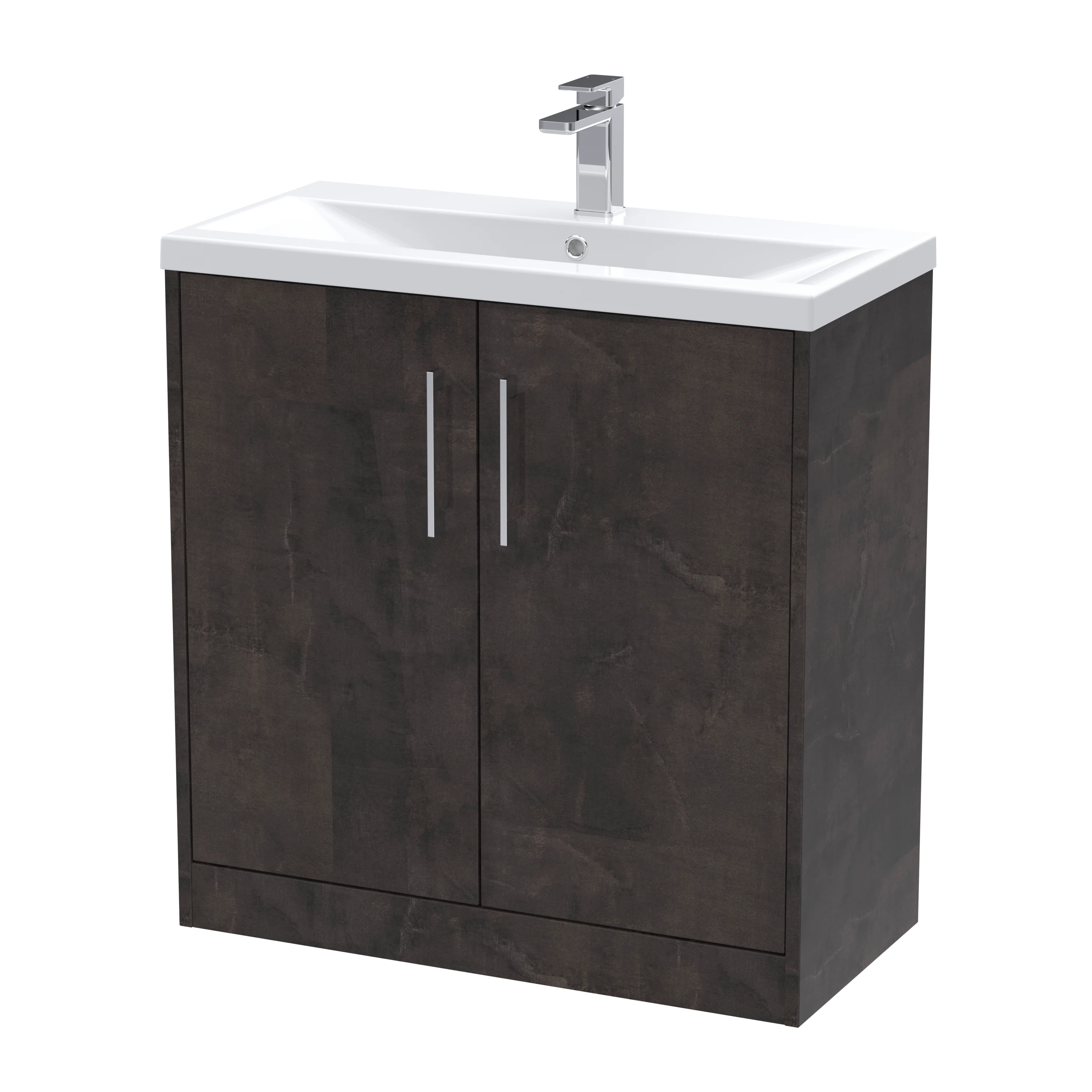 Hudson Reed Juno 800mm Floor Standing 2-Door Vanity & Basin 1 - Metallic Slate