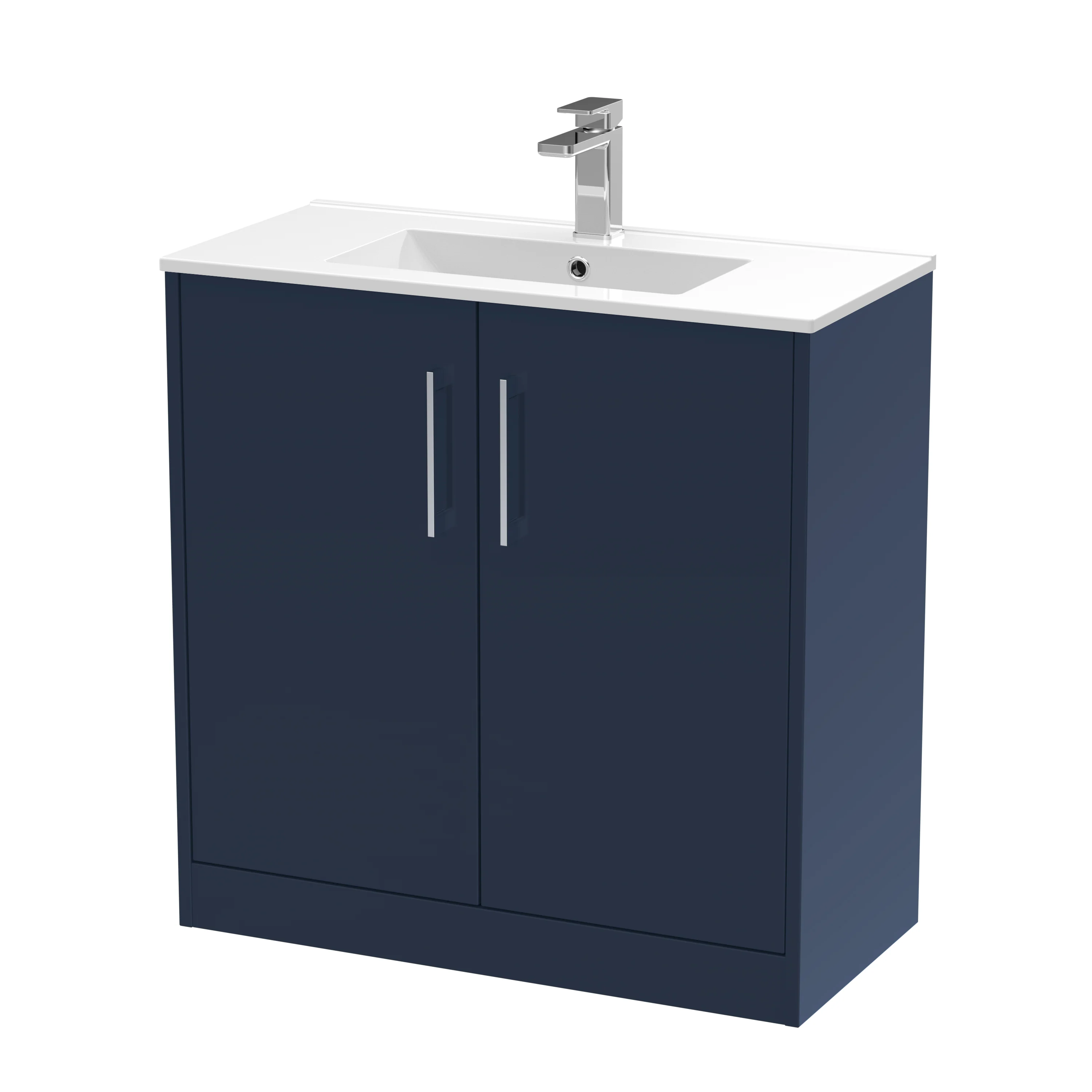Hudson Reed Juno 800mm Floor Standing 2-Door Vanity & Basin 2 - Midnight Blue