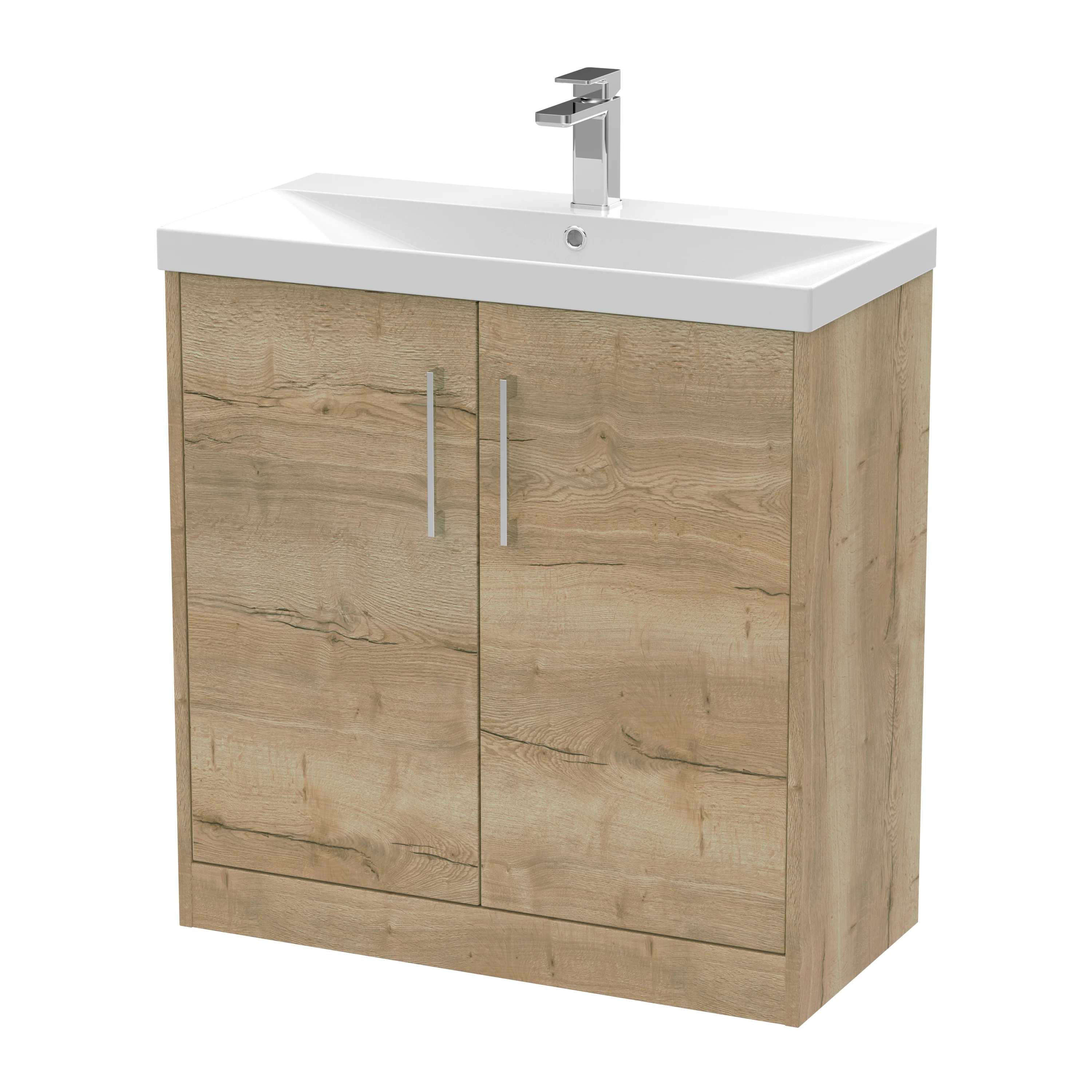 Hudson Reed Juno 800mm Floor Standing 2-Door Vanity & Basin 3 - Autumn Oak