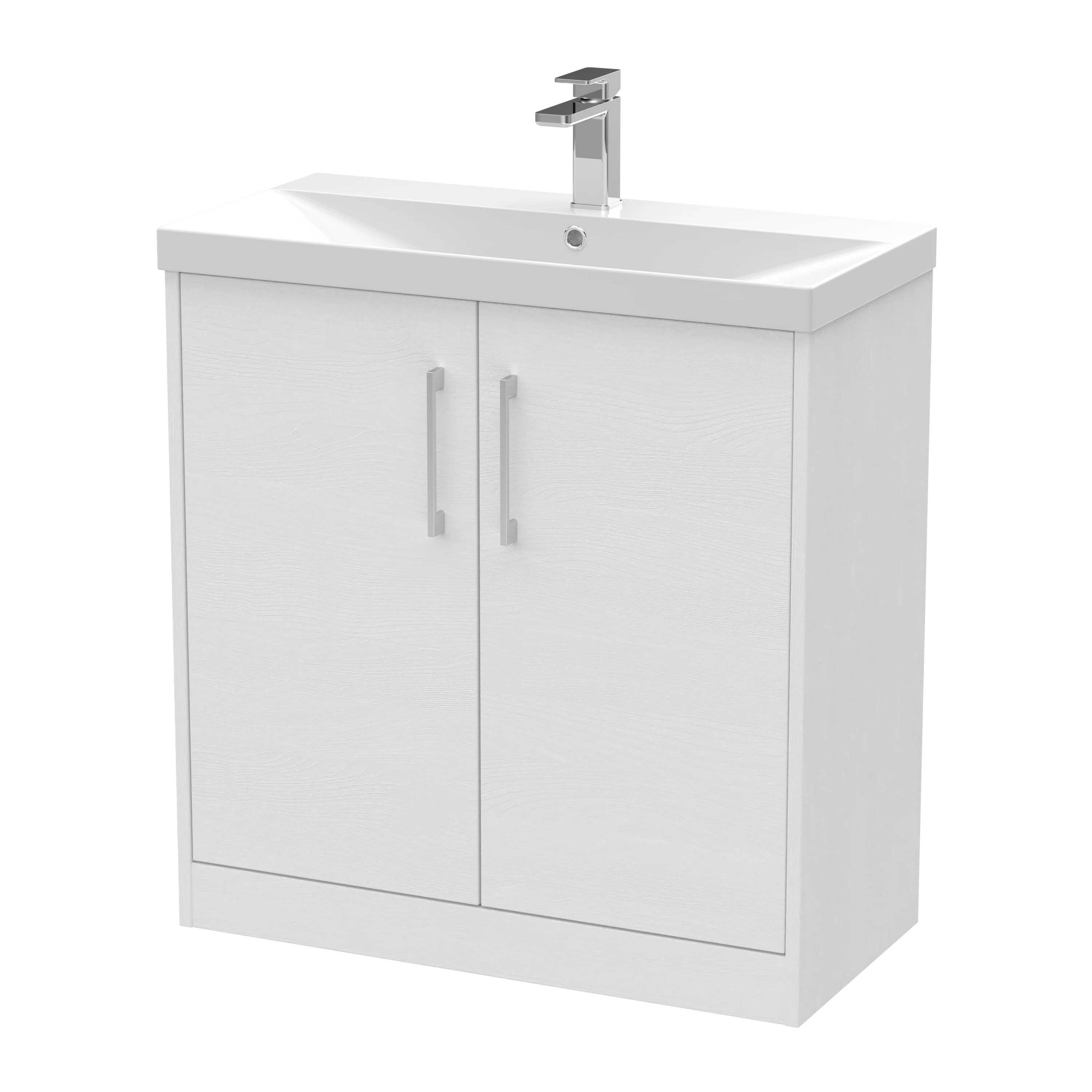 Hudson Reed Juno 800mm Floor Standing 2-Door Vanity & Basin 3 - White Ash