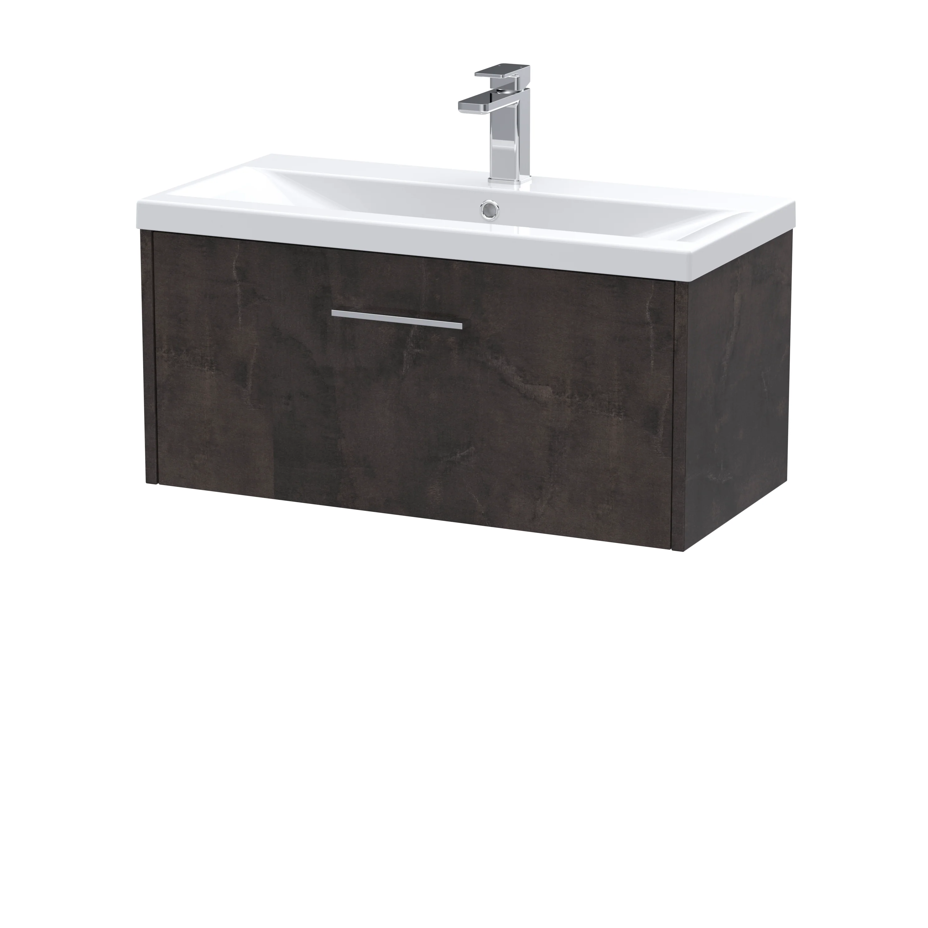 Hudson Reed Juno 800mm Wall Hung 1-Drawer Vanity & Basin 1 - Metallic Slate