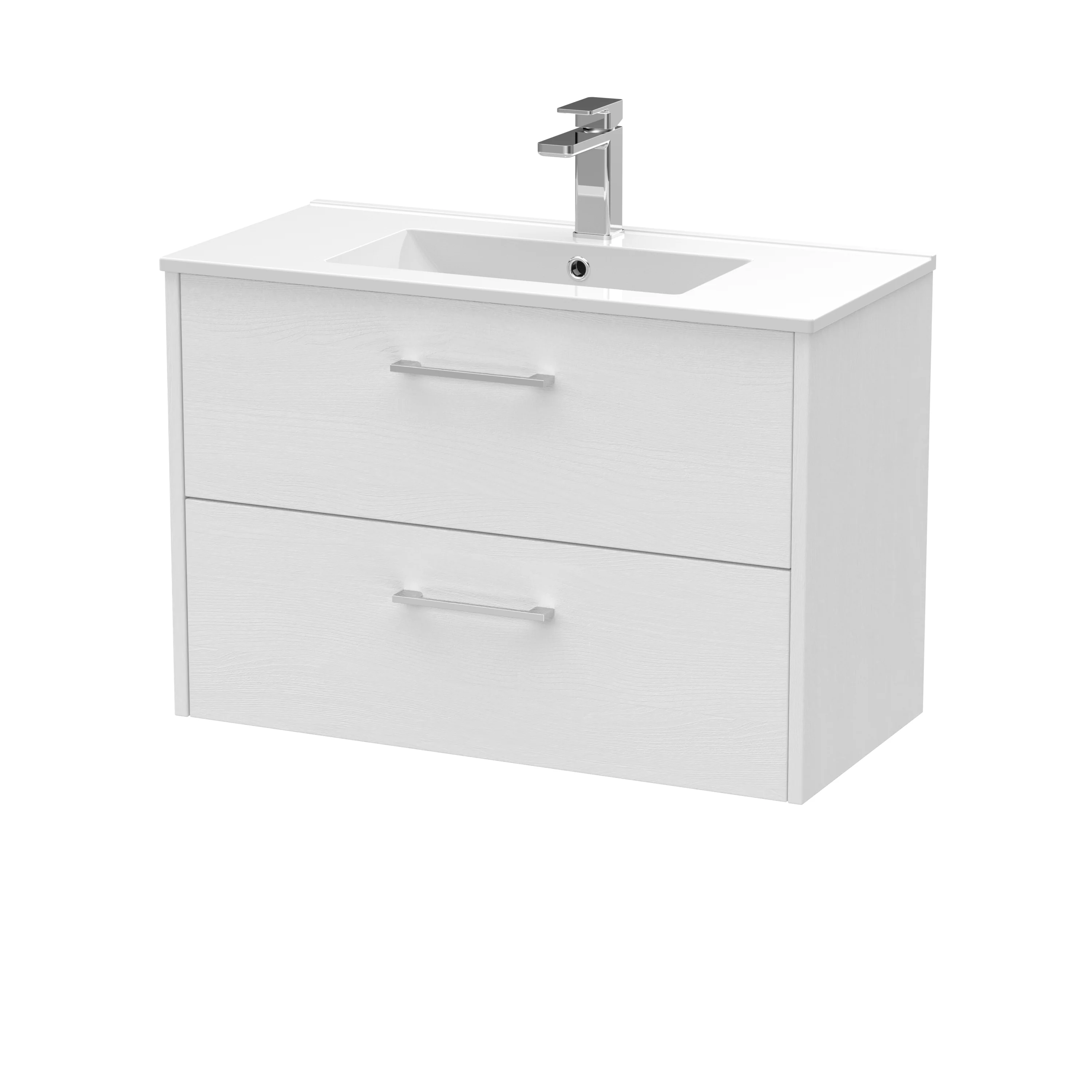 Hudson Reed Juno 800mm Wall Hung 2-Drawer Vanity & Basin 2 - White Ash