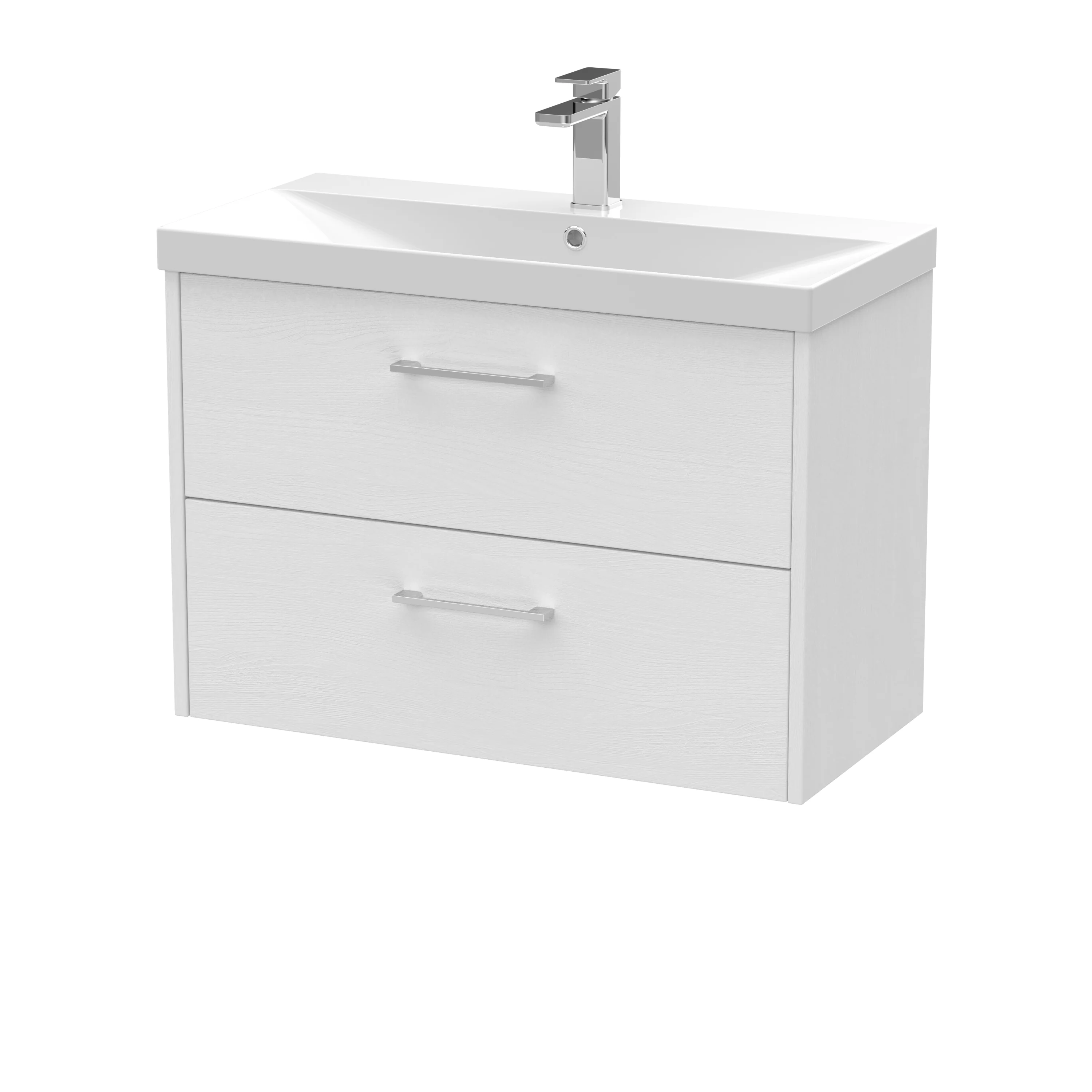 Hudson Reed Juno 800mm Wall Hung 2-Drawer Vanity & Basin 3 - White Ash