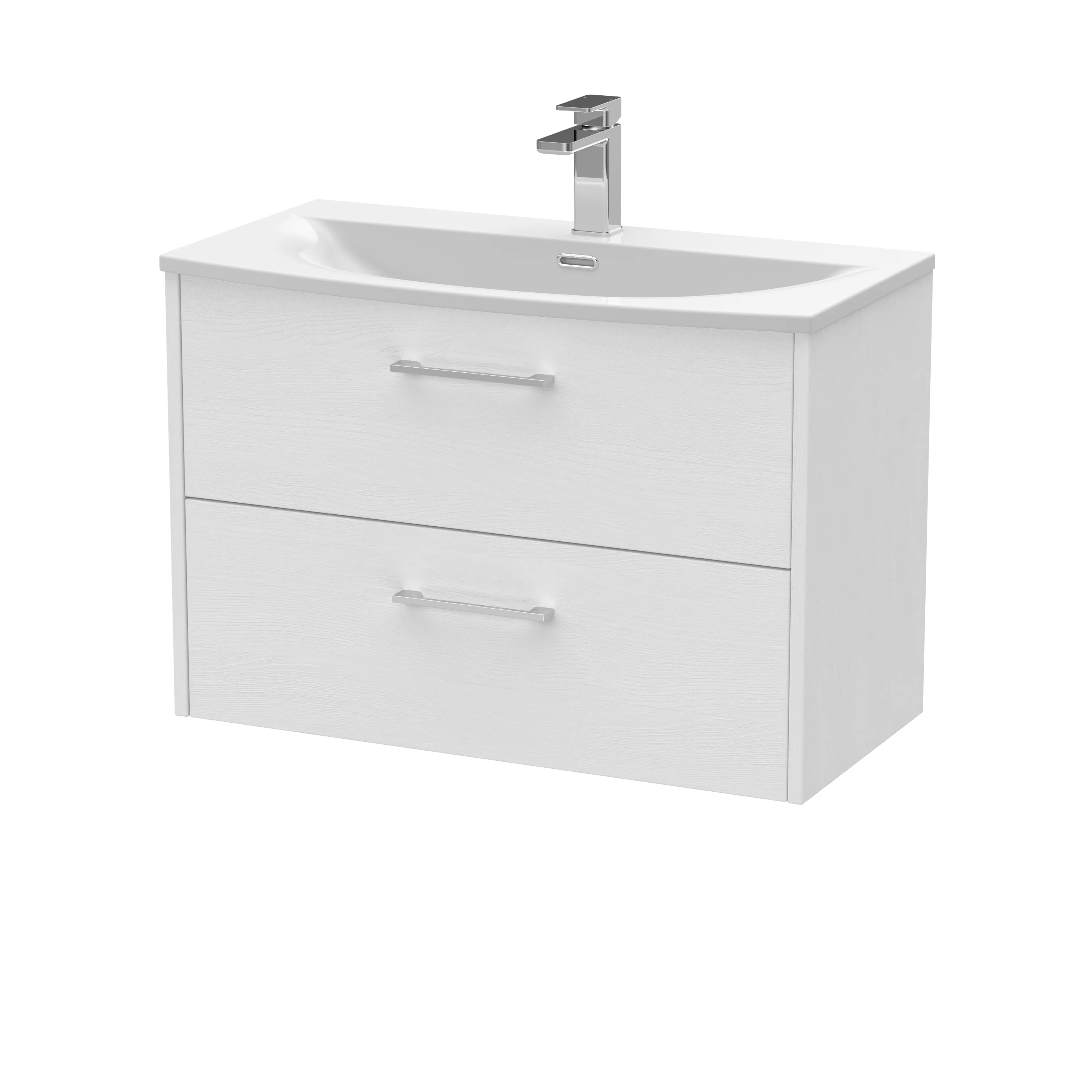 Hudson Reed Juno 800mm Wall Hung 2-Drawer Vanity & Basin 4 - White Ash