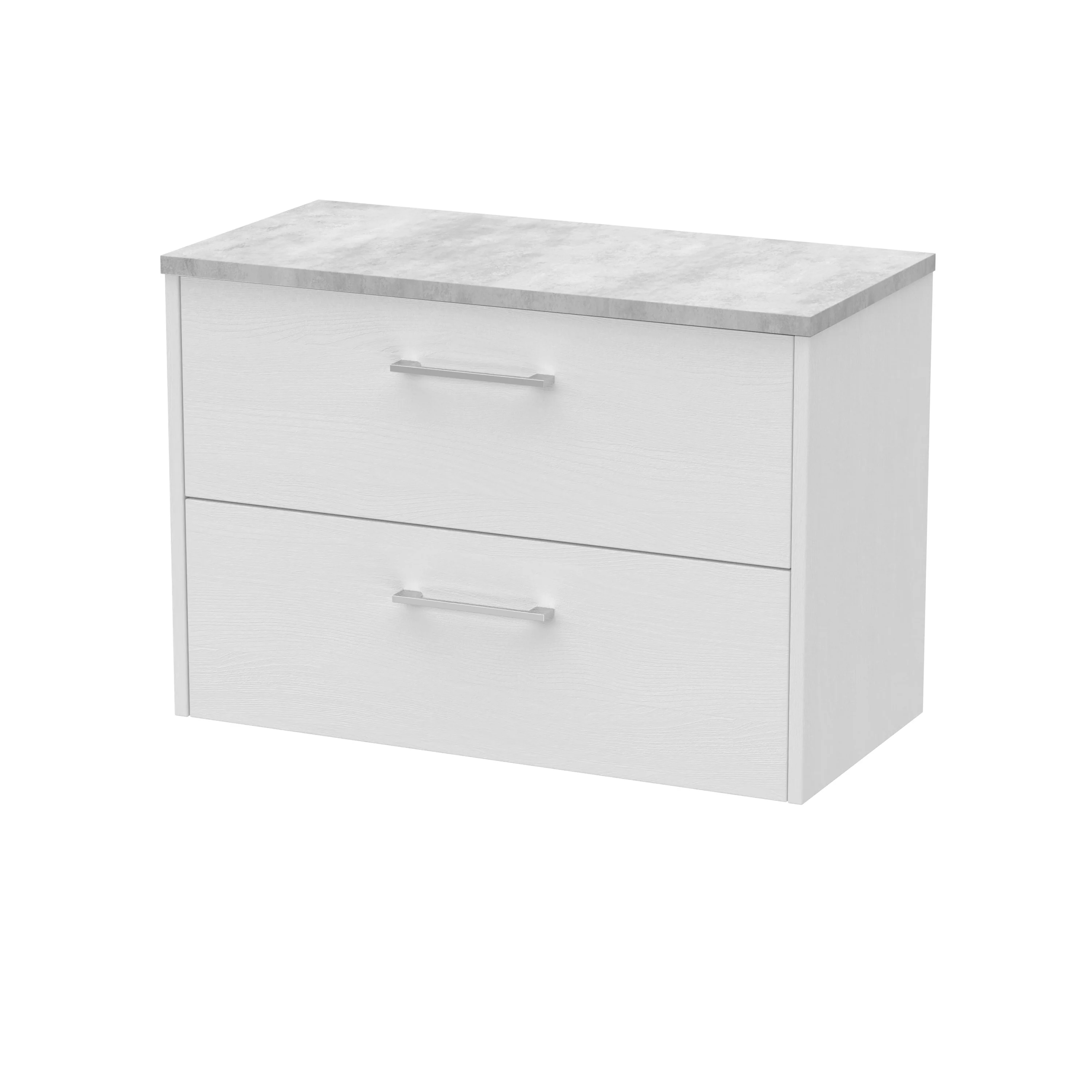 Hudson Reed Juno 800mm Wall Hung 2-Drawer Vanity & Laminate Top - White Ash