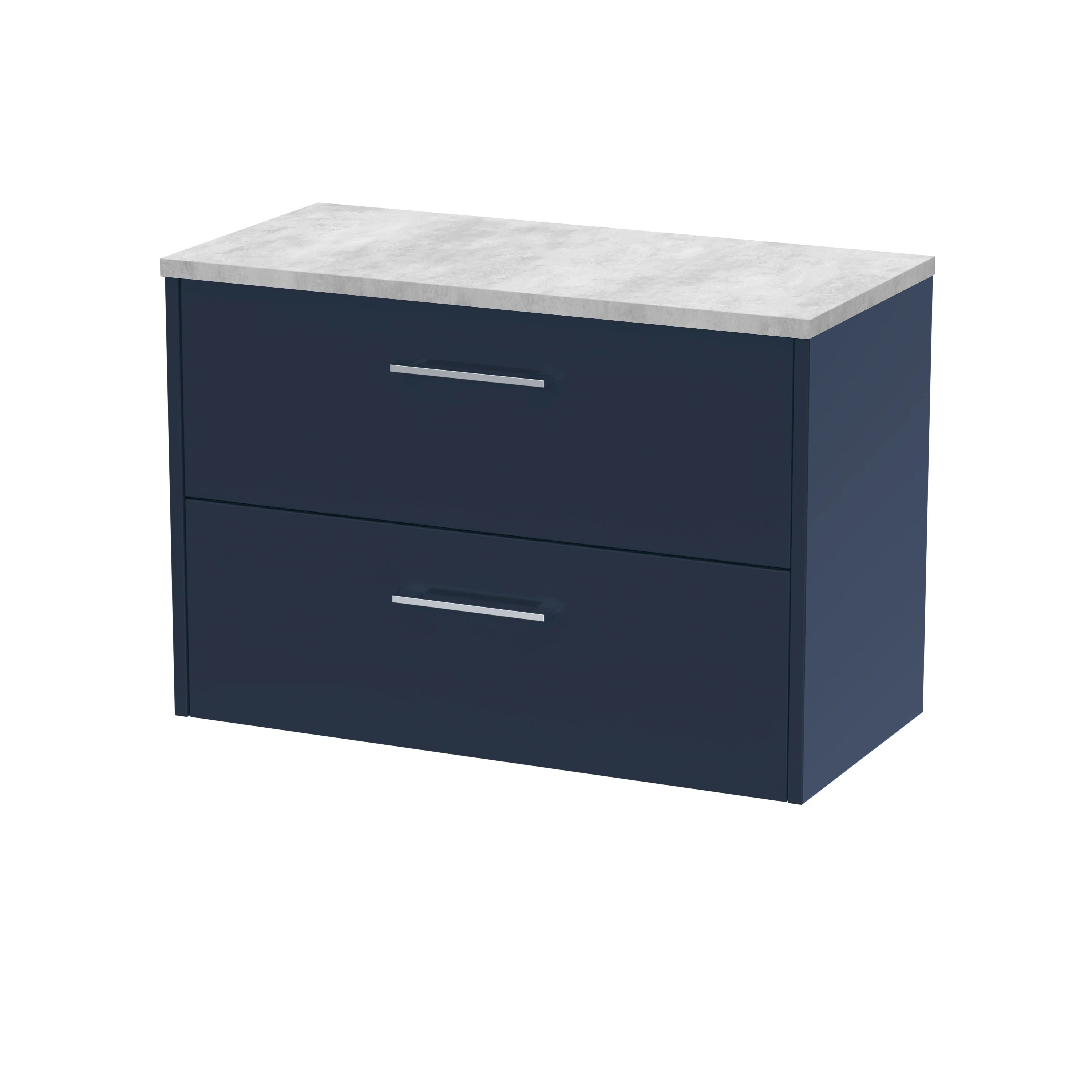 Hudson Reed Juno 800mm Wall Hung 2-Drawer Vanity & Laminate Worktop - Midnight Blue