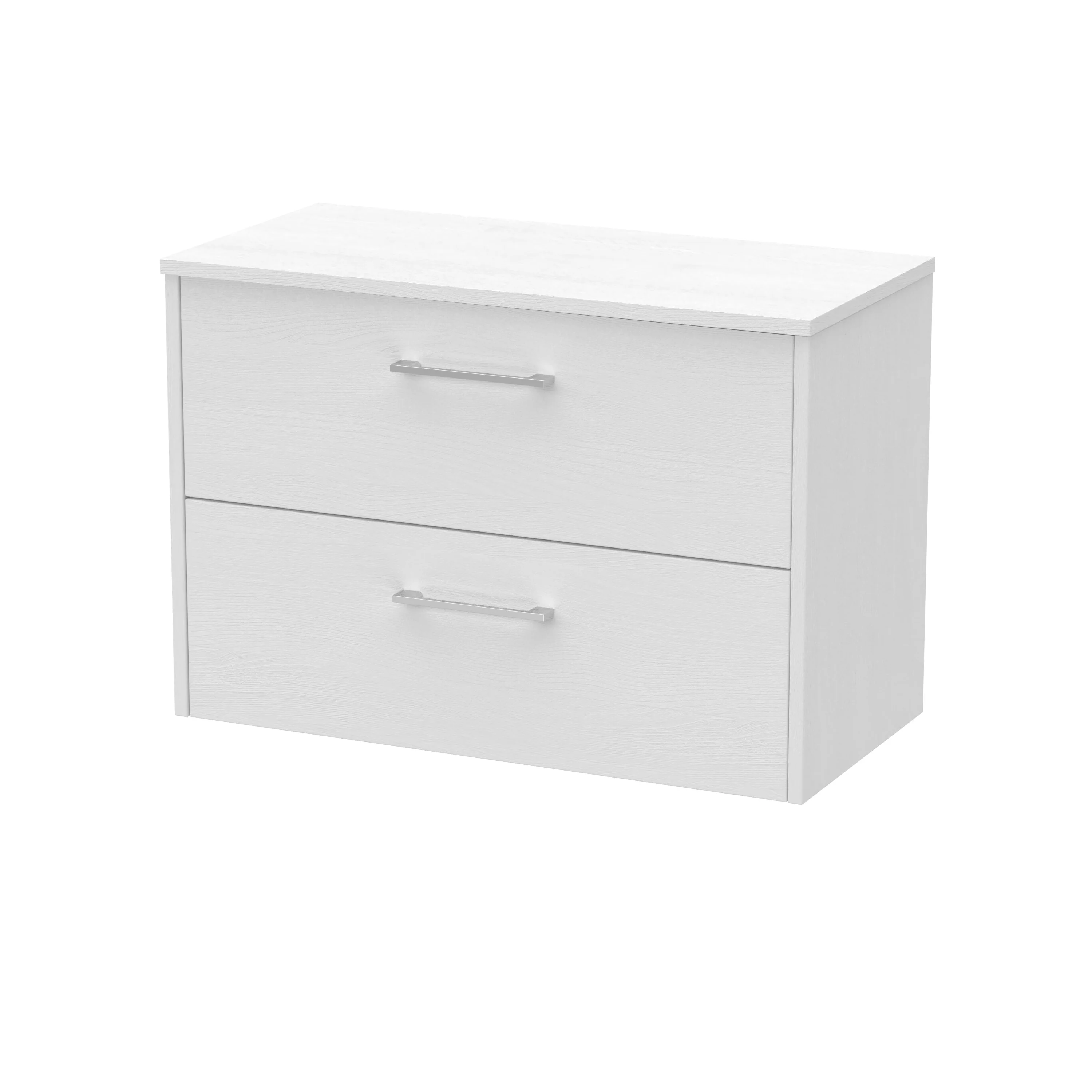 Hudson Reed Juno 800mm Wall Hung 2-Drawer Vanity & Worktop - White Ash