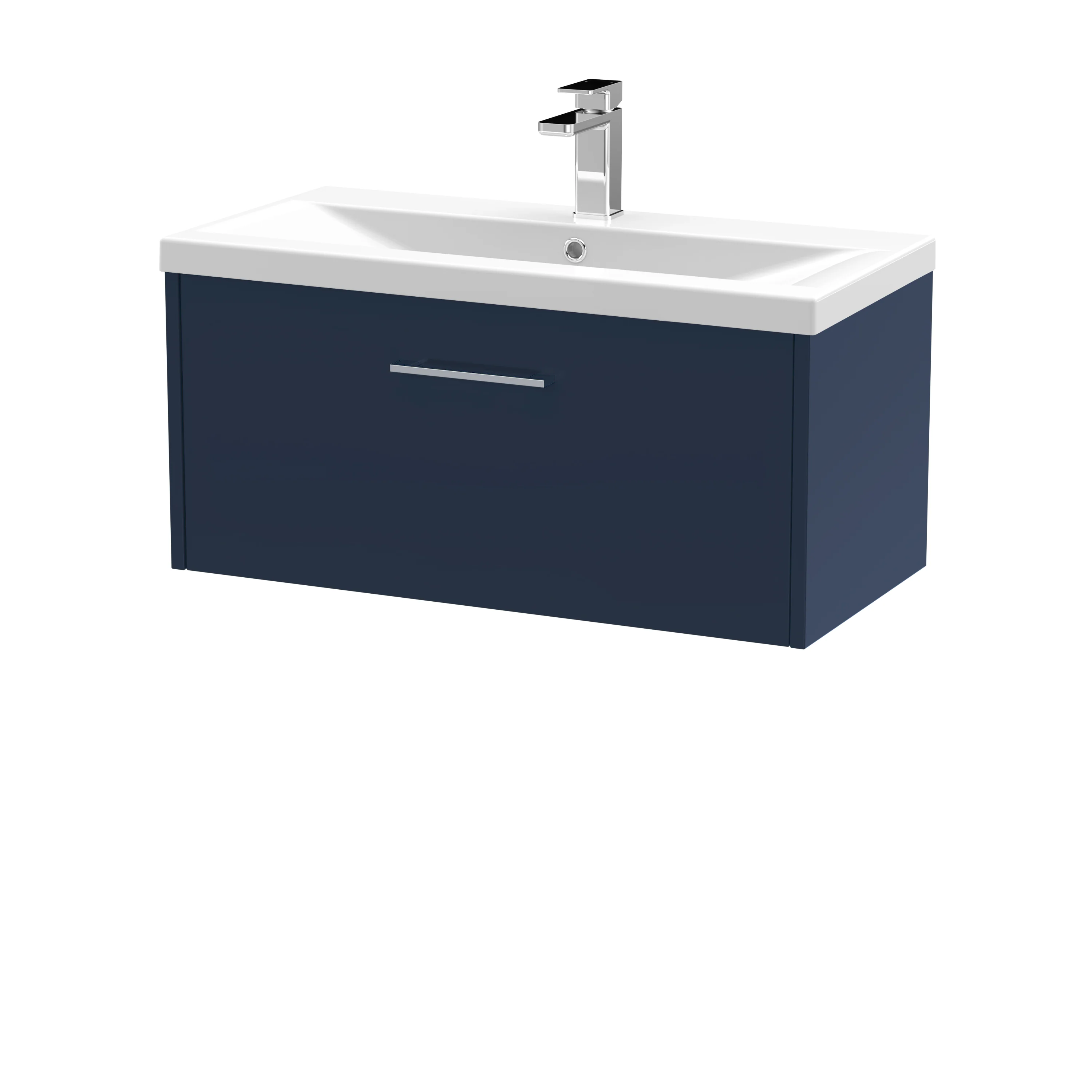 Hudson Reed Juno 800mm Wall Hung Single Drawer Vanity & Basin 1 - Electric Blue