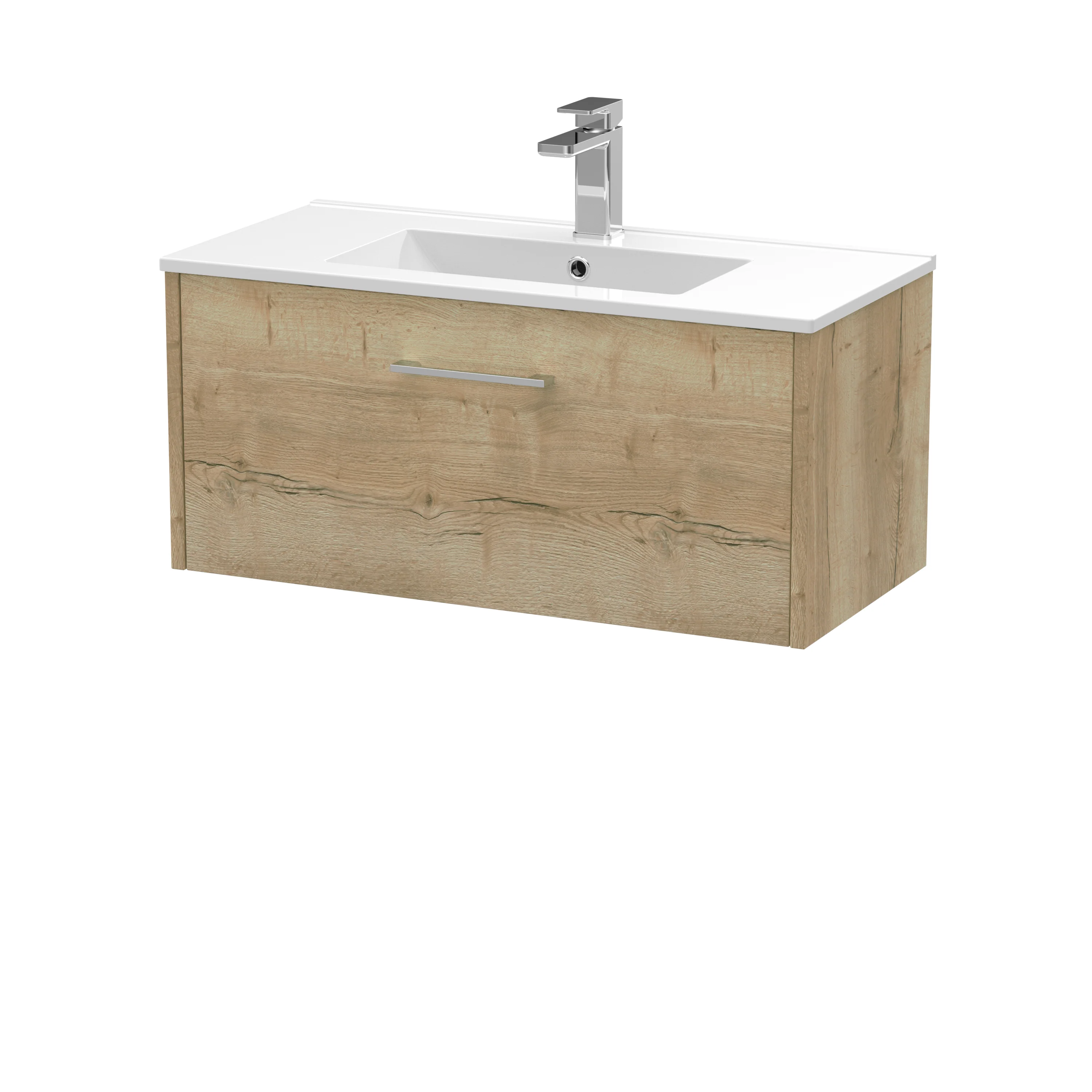 Hudson Reed Juno 800mm Wall Hung 1-Drawer Vanity & Basin 2 - Autumn Oak