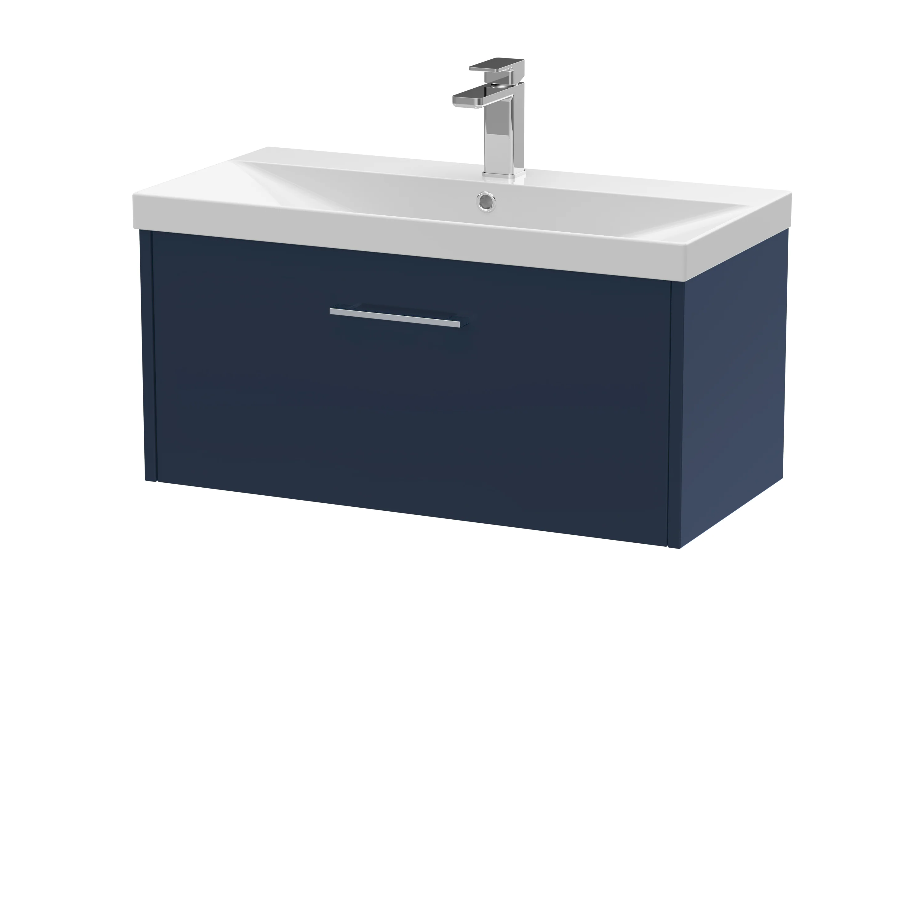 Hudson Reed Juno 800mm Wall Hung Single Drawer Vanity & Basin 3 - Electric Blue