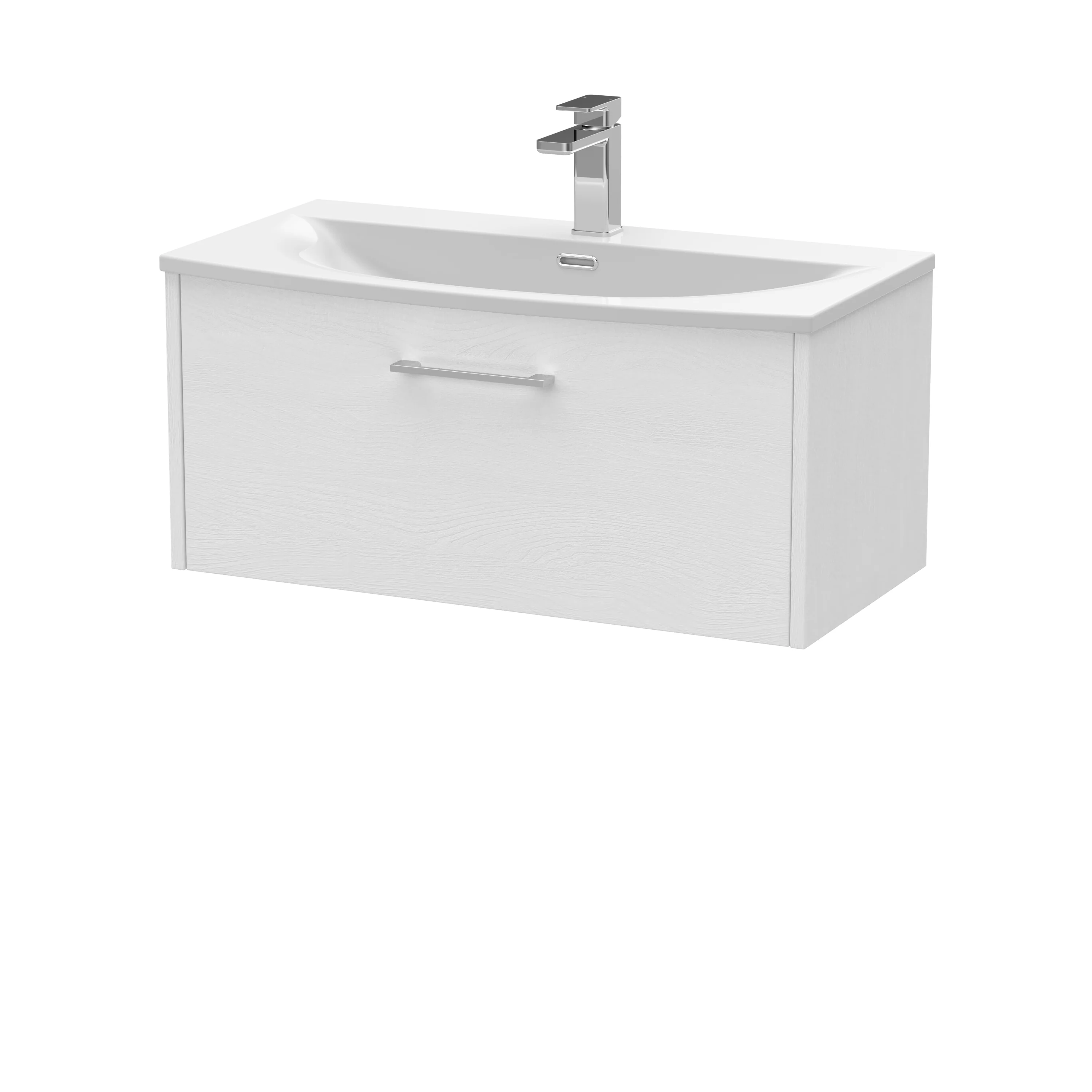 Hudson Reed Juno 800mm Wall Hung 1-Drawer Vanity & Basin 4 - White Ash