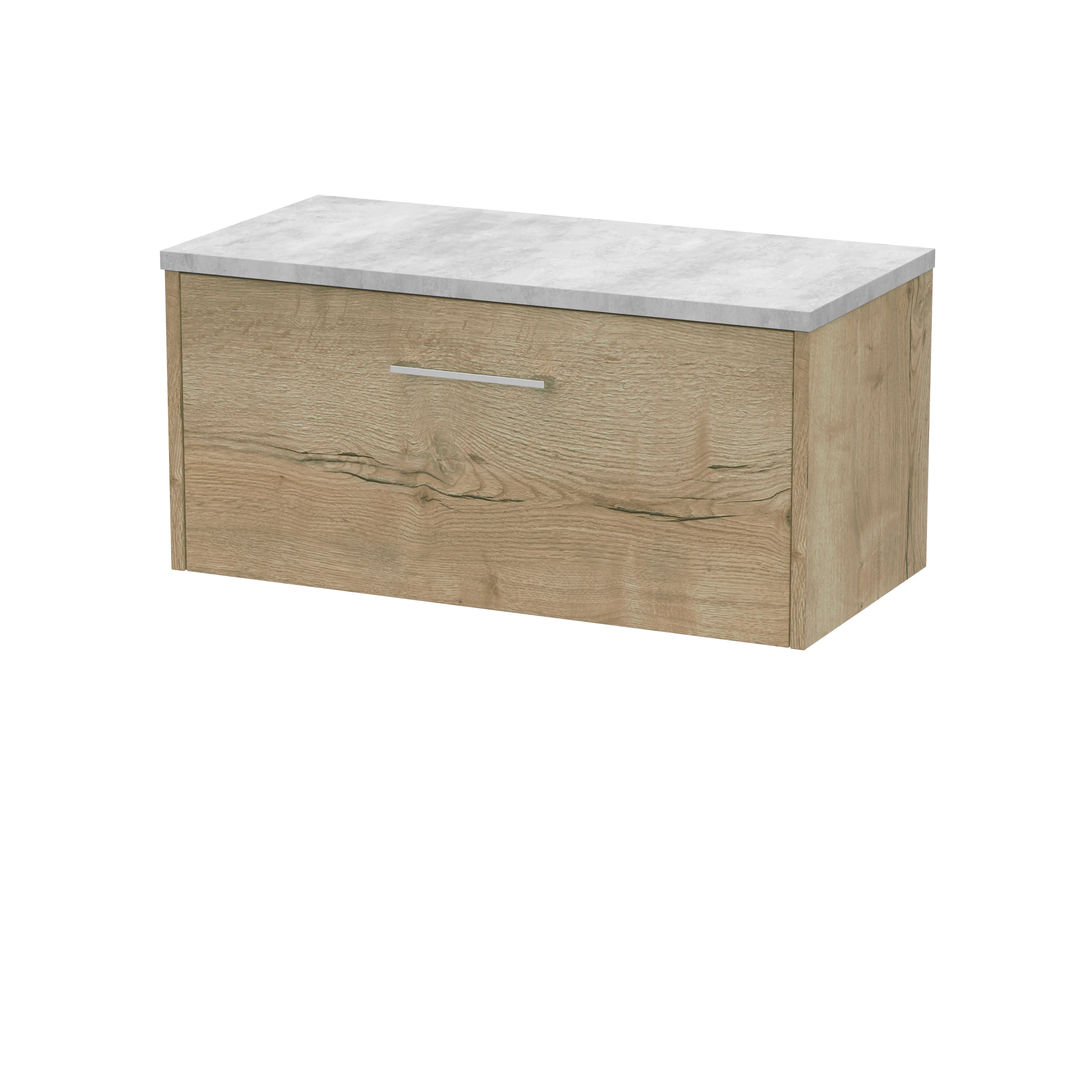 Hudson Reed Juno 800mm Wall Hung 1-Drawer Vanity & Laminate Top - Autumn Oak