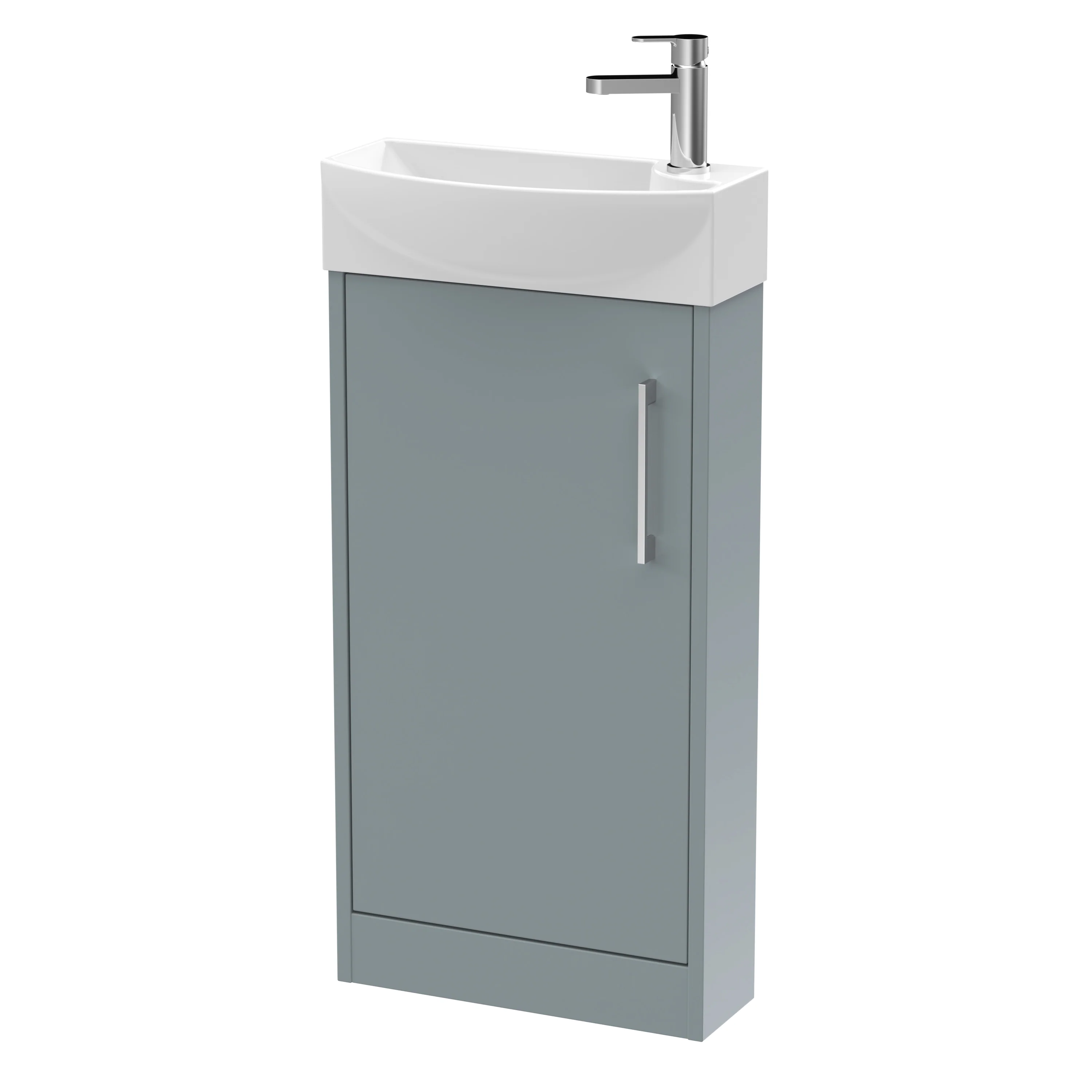 Hudson Reed Juno Compact 440mm Floor Standing 1 Door Unit & 1TH Basin LH - Coastal Grey
