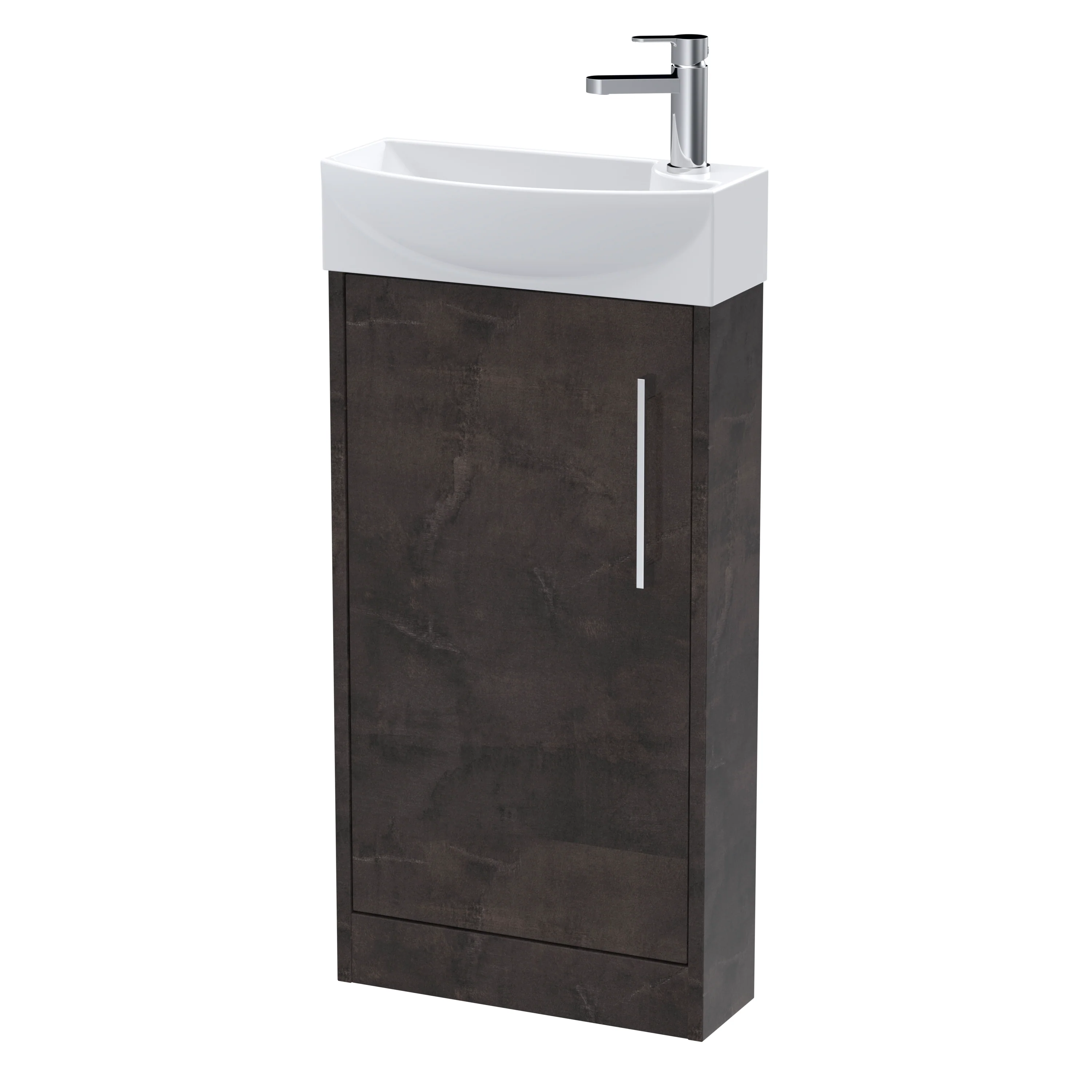 Hudson Reed Juno Compact 440mm Floor Standing 1 Door Unit & 1TH Basin LH - Metallic Slate
