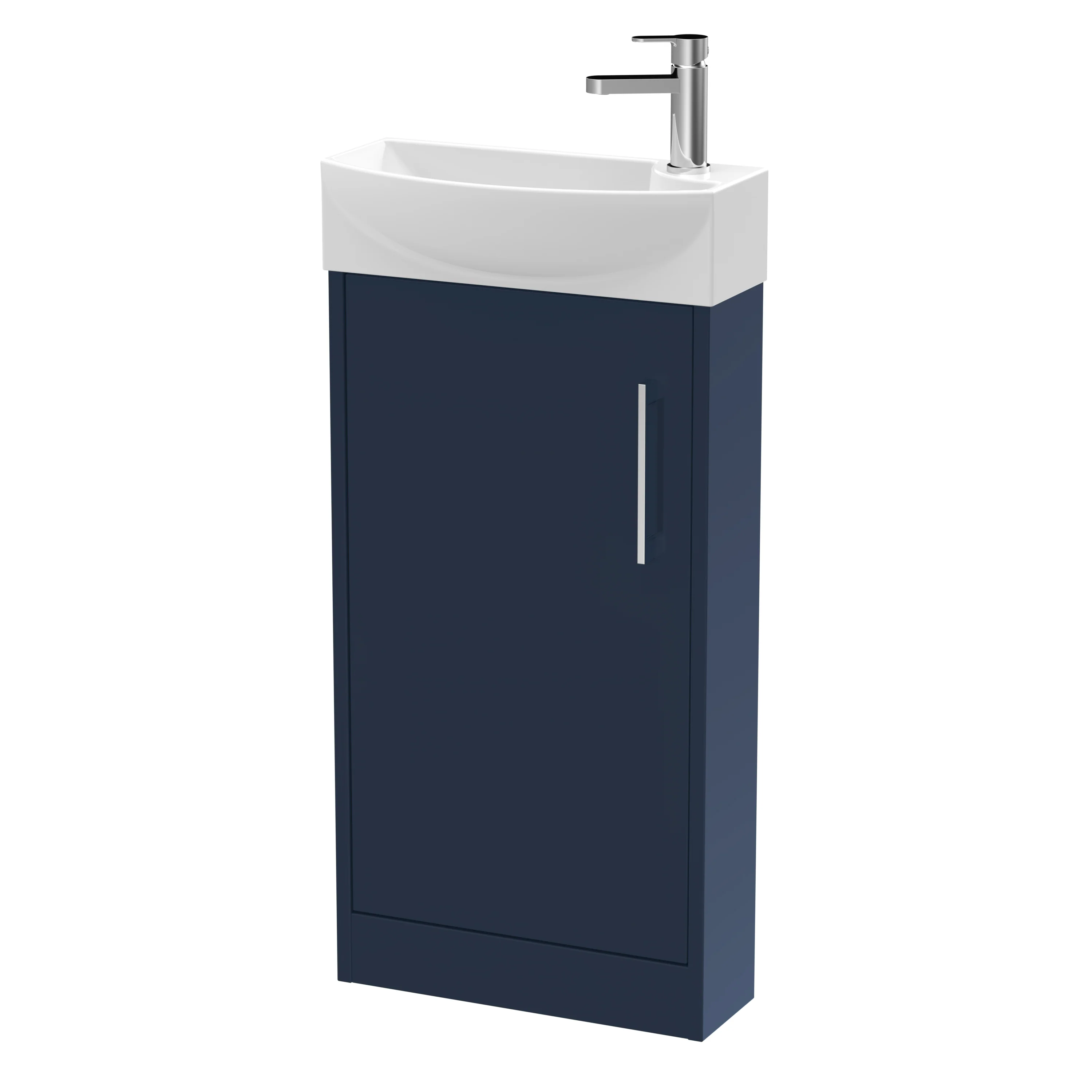 Hudson Reed Juno Compact 440mm Floor Standing 1-Door Unit & 1TH Basin LH - Midnight Blue