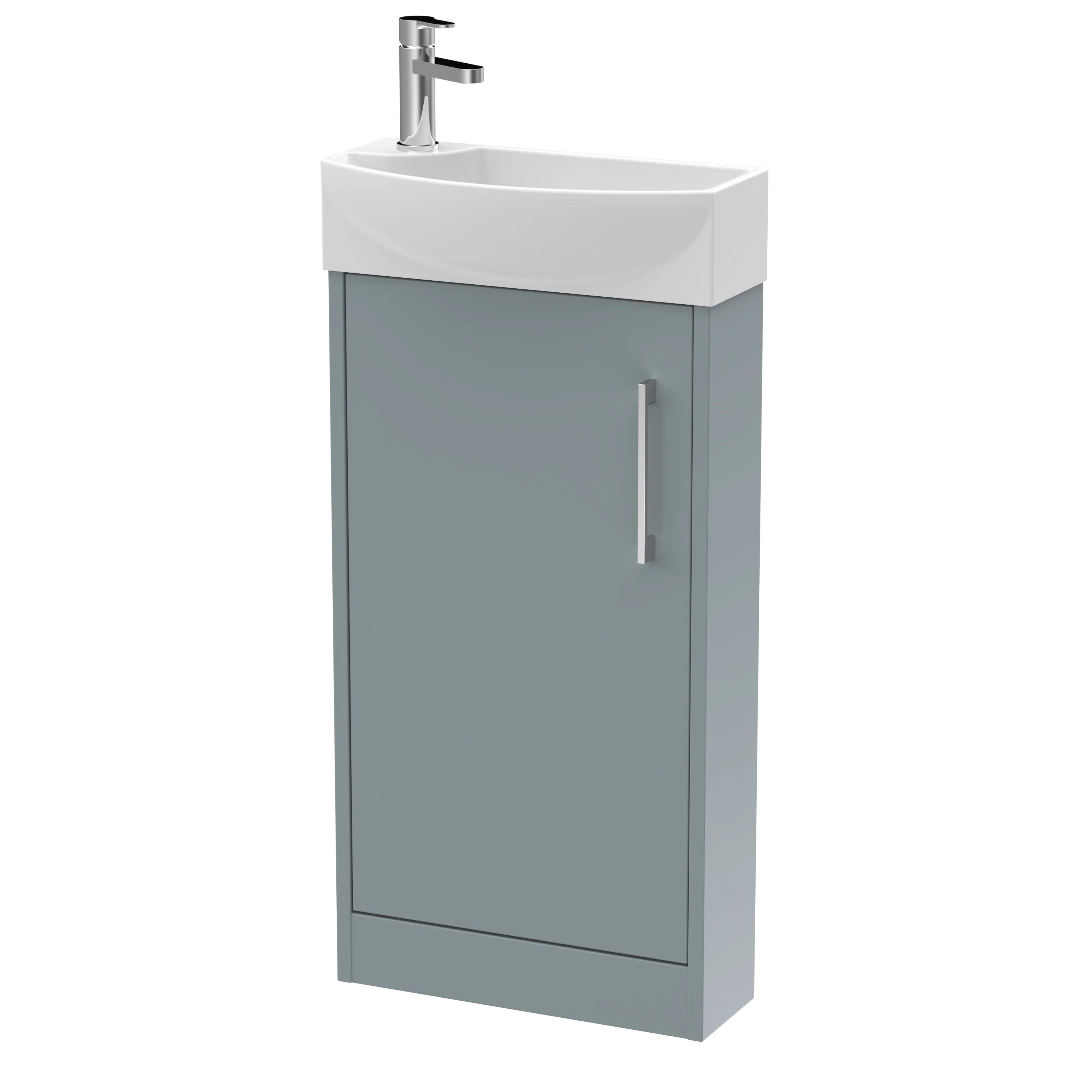 Hudson Reed Juno Compact 440mm Floor Standing 1 Door Unit & 1TH Basin RH - Coastal Grey