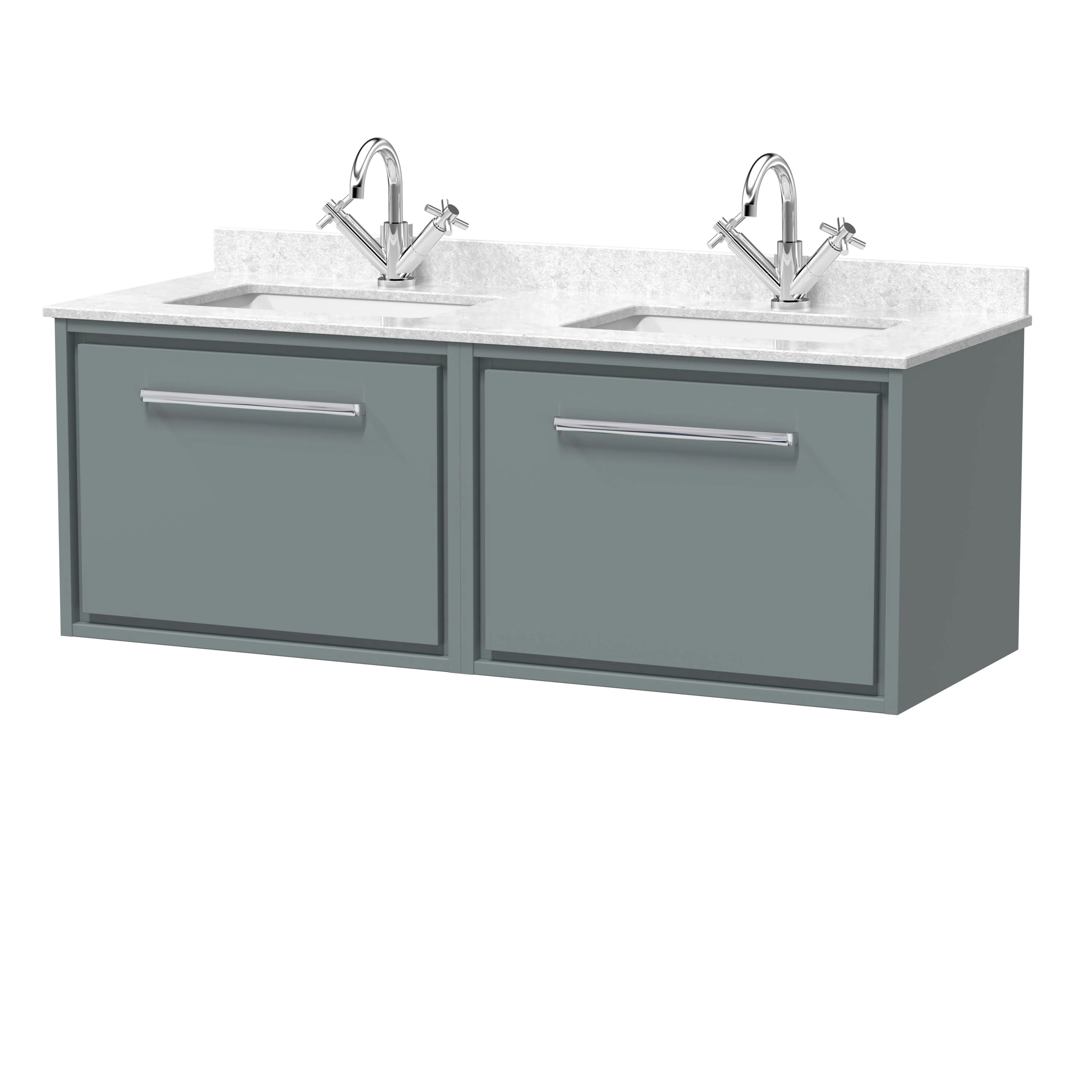 Hudson Reed Lille 1200mm 2-Drawer Wall Hung Vanity Unit & Basin - Coastal Grey