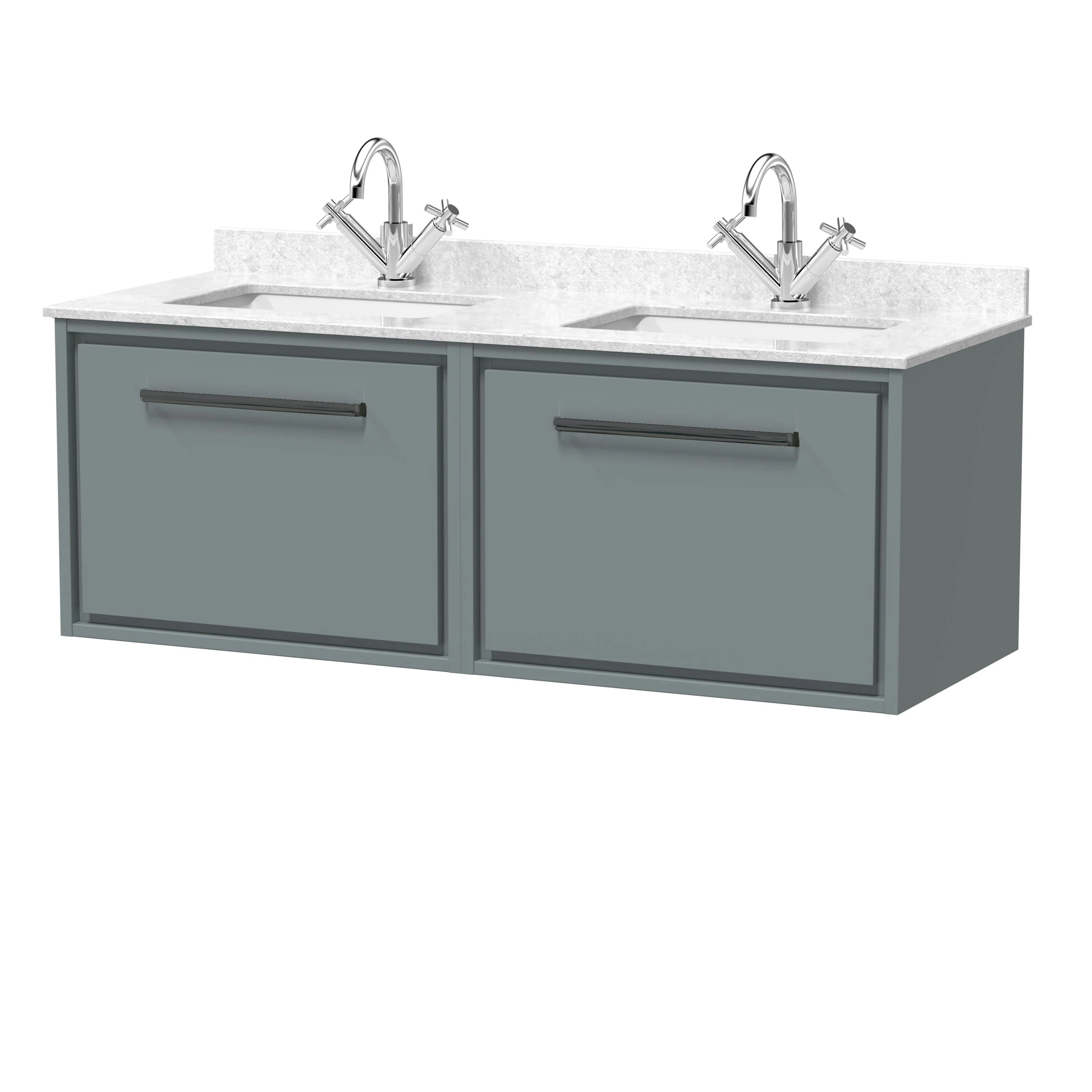 Hudson Reed Lille 1200mm 2-Drawer Wall Hung Vanity Unit & Basin - Coastal Grey - Image 2