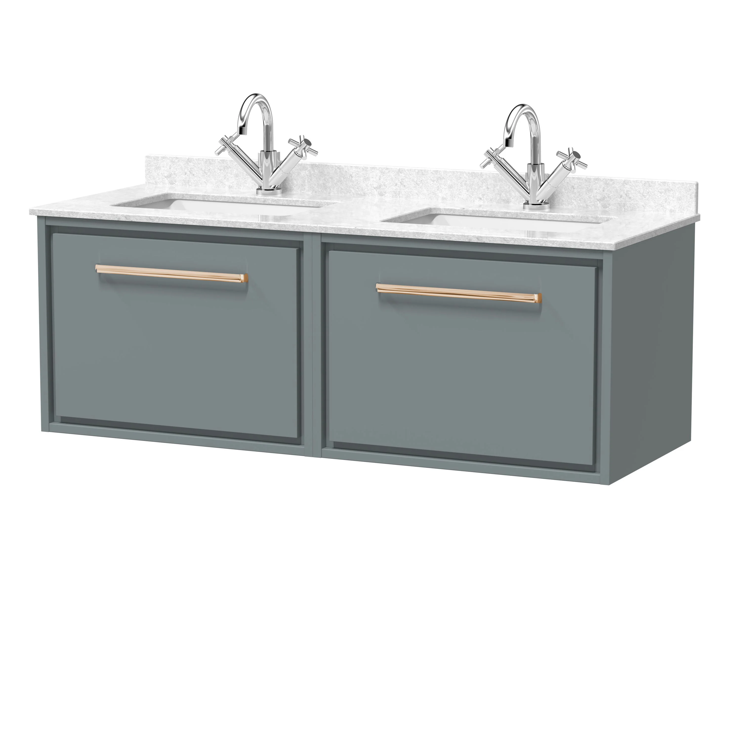 Hudson Reed Lille 1200mm 2-Drawer Wall Hung Vanity Unit & Basin - Coastal Grey - Image 3