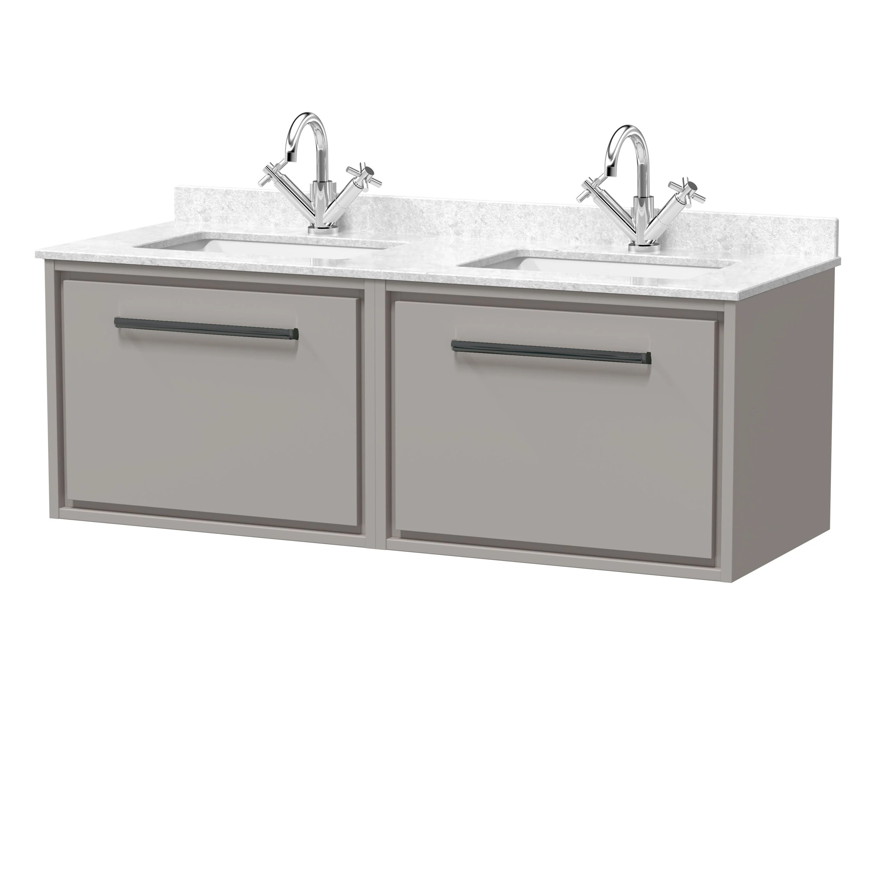 Hudson Reed Lille 1200mm 2-Drawer Wall Hung Vanity Unit & Basin - Pebble Grey - Image 2