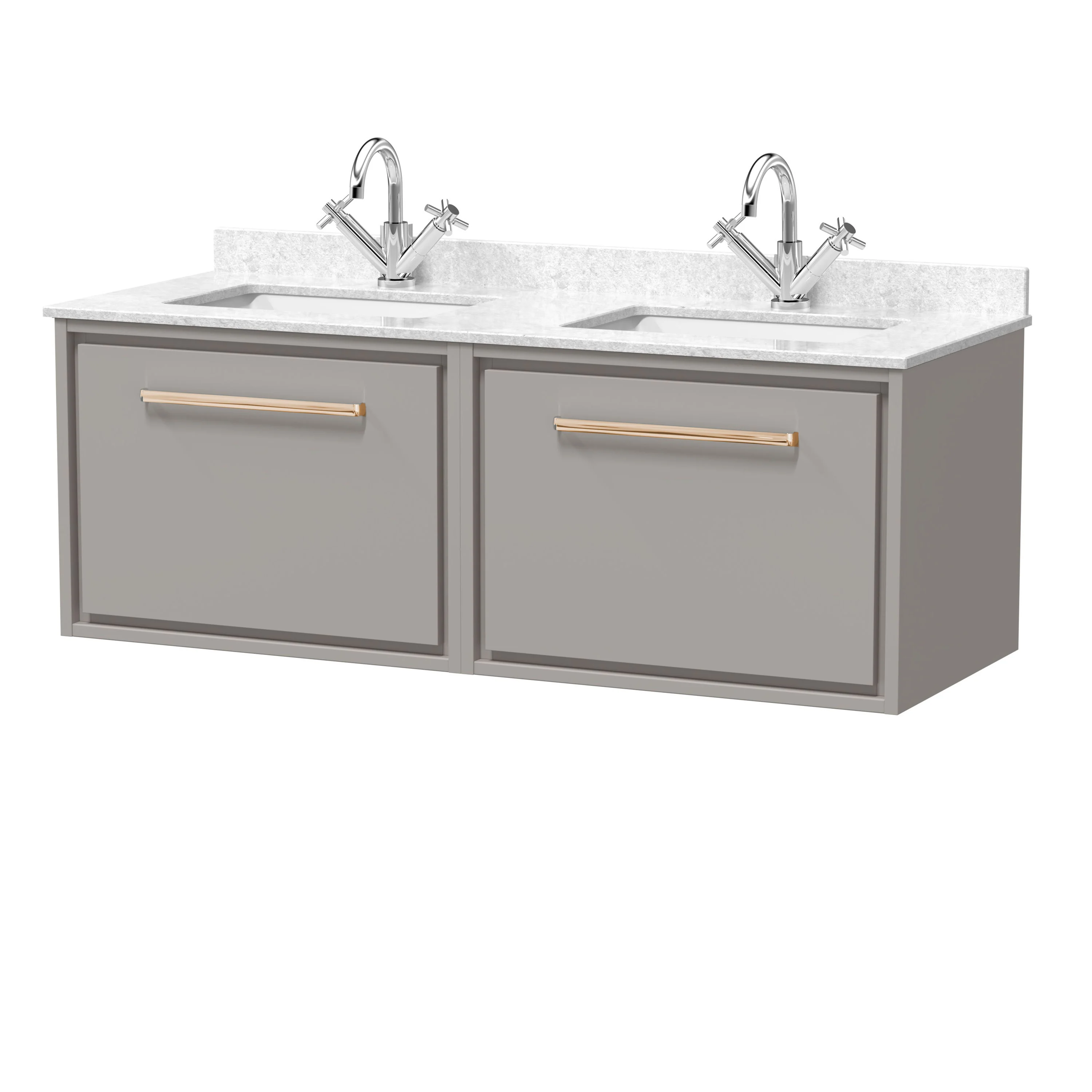 Hudson Reed Lille 1200mm 2-Drawer Wall Hung Vanity Unit & Basin - Pebble Grey - Image 3