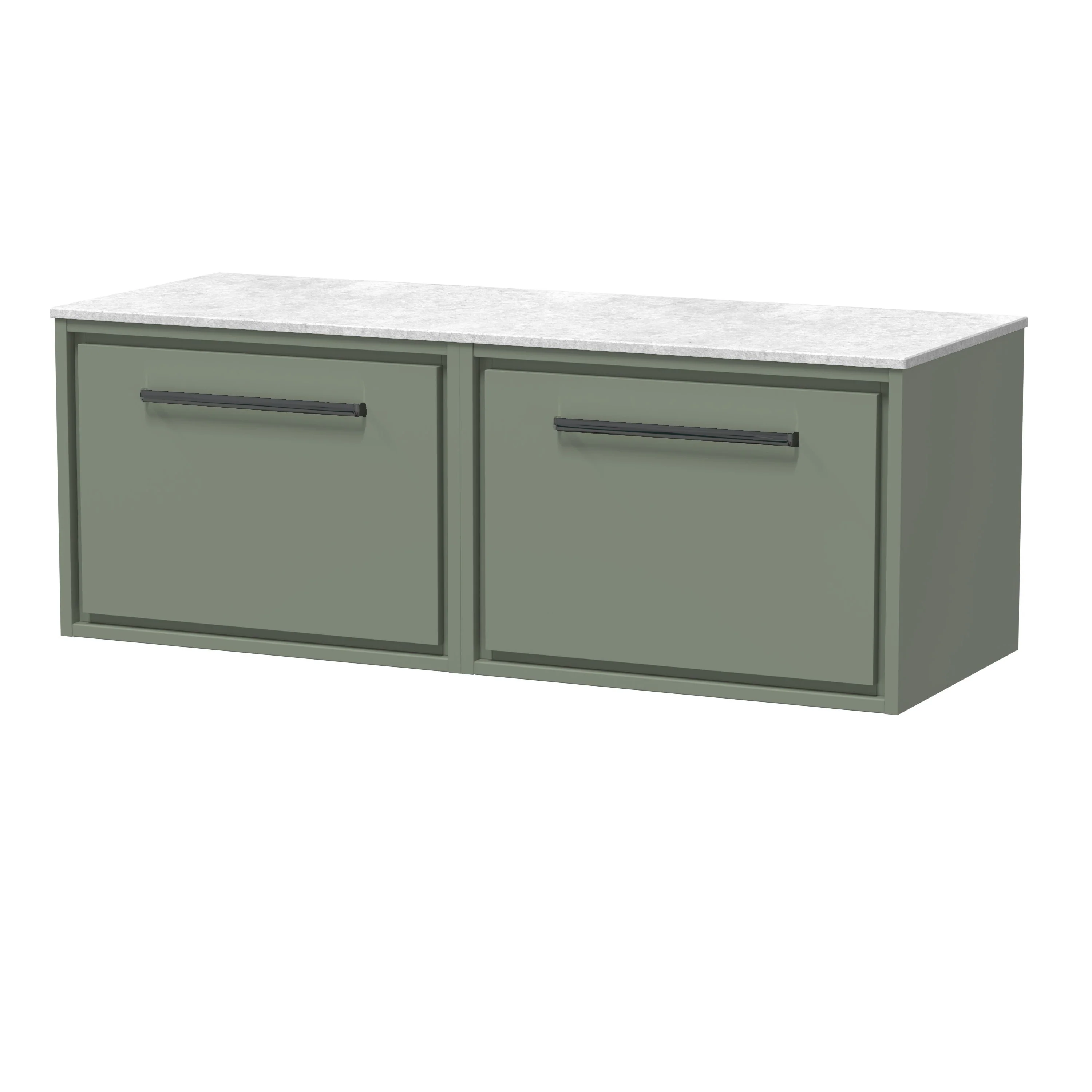 Hudson Reed Lille 1200mm 2-Drawer Wall Hung Vanity Unit - Fern Green - Image 10