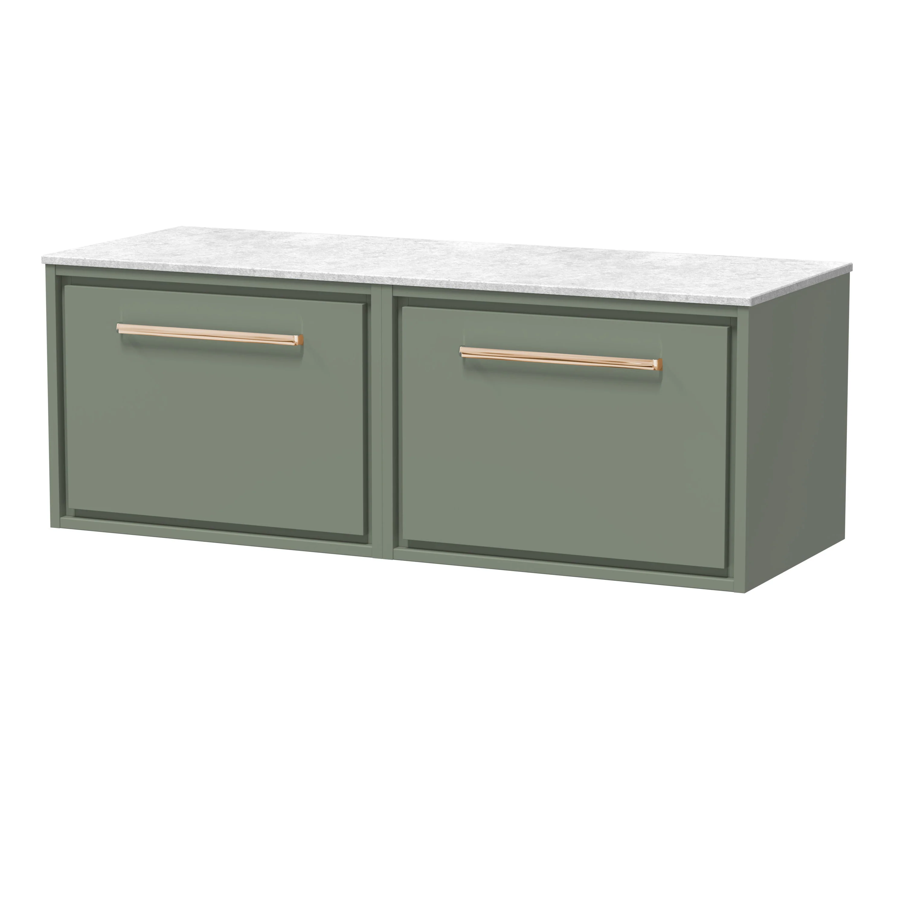 Hudson Reed Lille 1200mm 2-Drawer Wall Hung Vanity Unit - Fern Green - Image 11