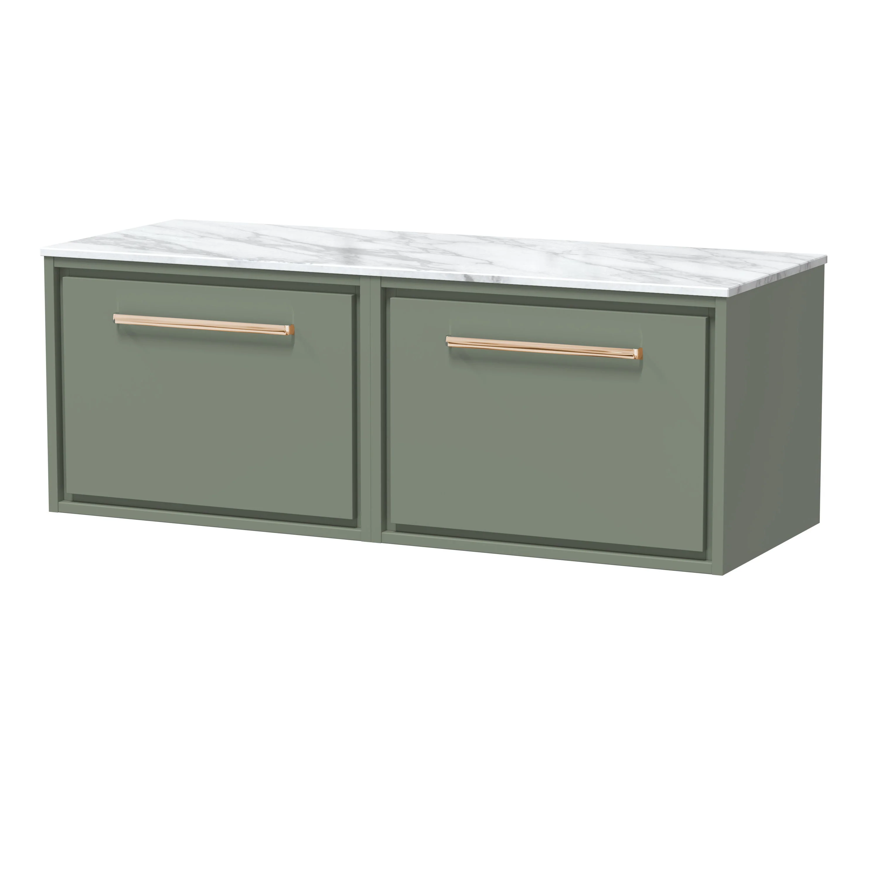Hudson Reed Lille 1200mm 2-Drawer Wall Hung Vanity Unit - Fern Green - Image 15
