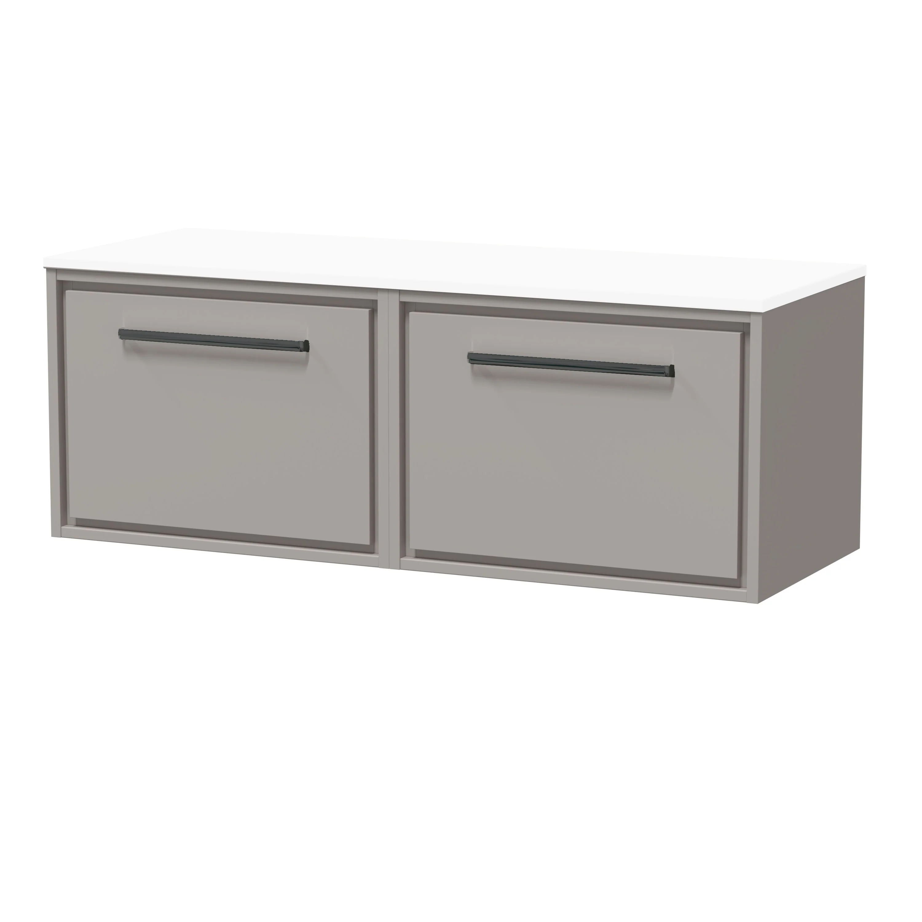 Hudson Reed Lille 1200mm 2-Drawer Wall Hung Vanity Unit - Pebble Grey - Image 6