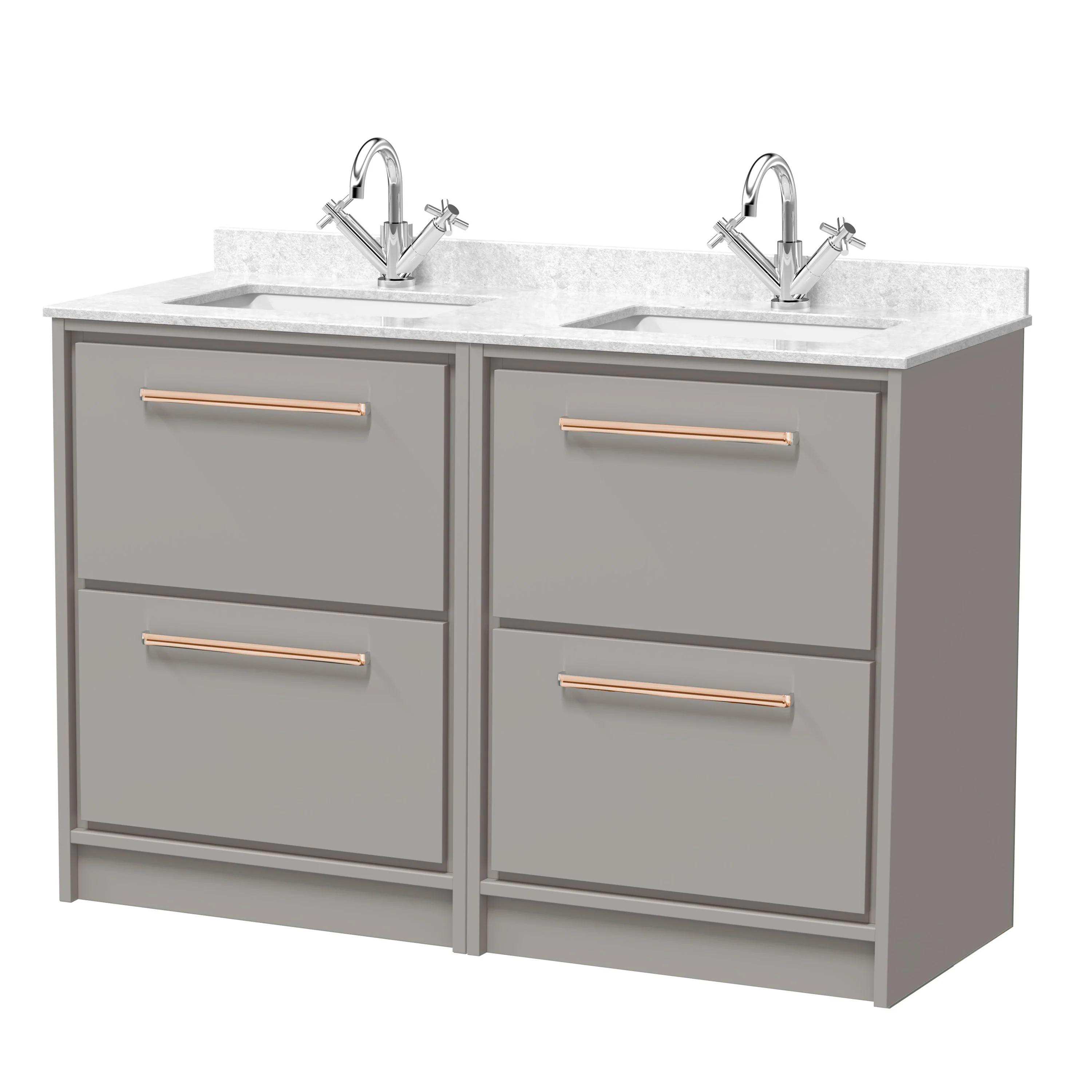 Hudson Reed Lille 1200mm 4 Drawer Floor Standing Vanity Unit & Basin - Pebble Grey - Image 3