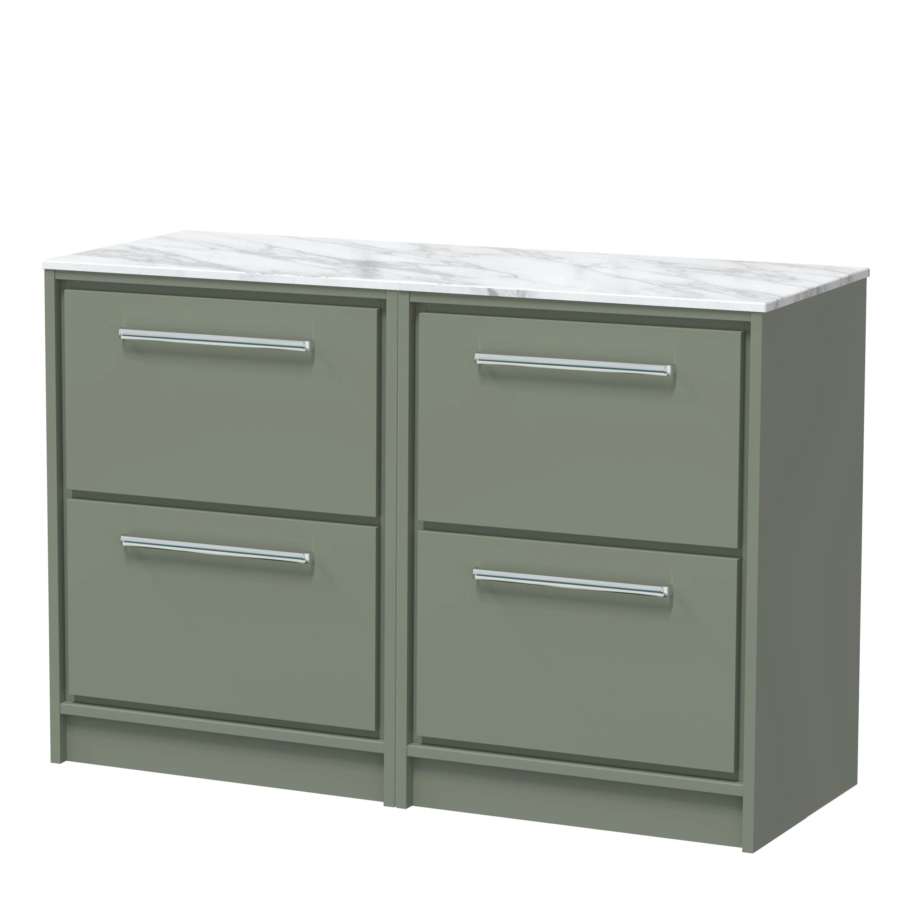 Hudson Reed Lille 1200mm 4 Drawer Floor Standing Vanity Unit - Fern Green - Image 4