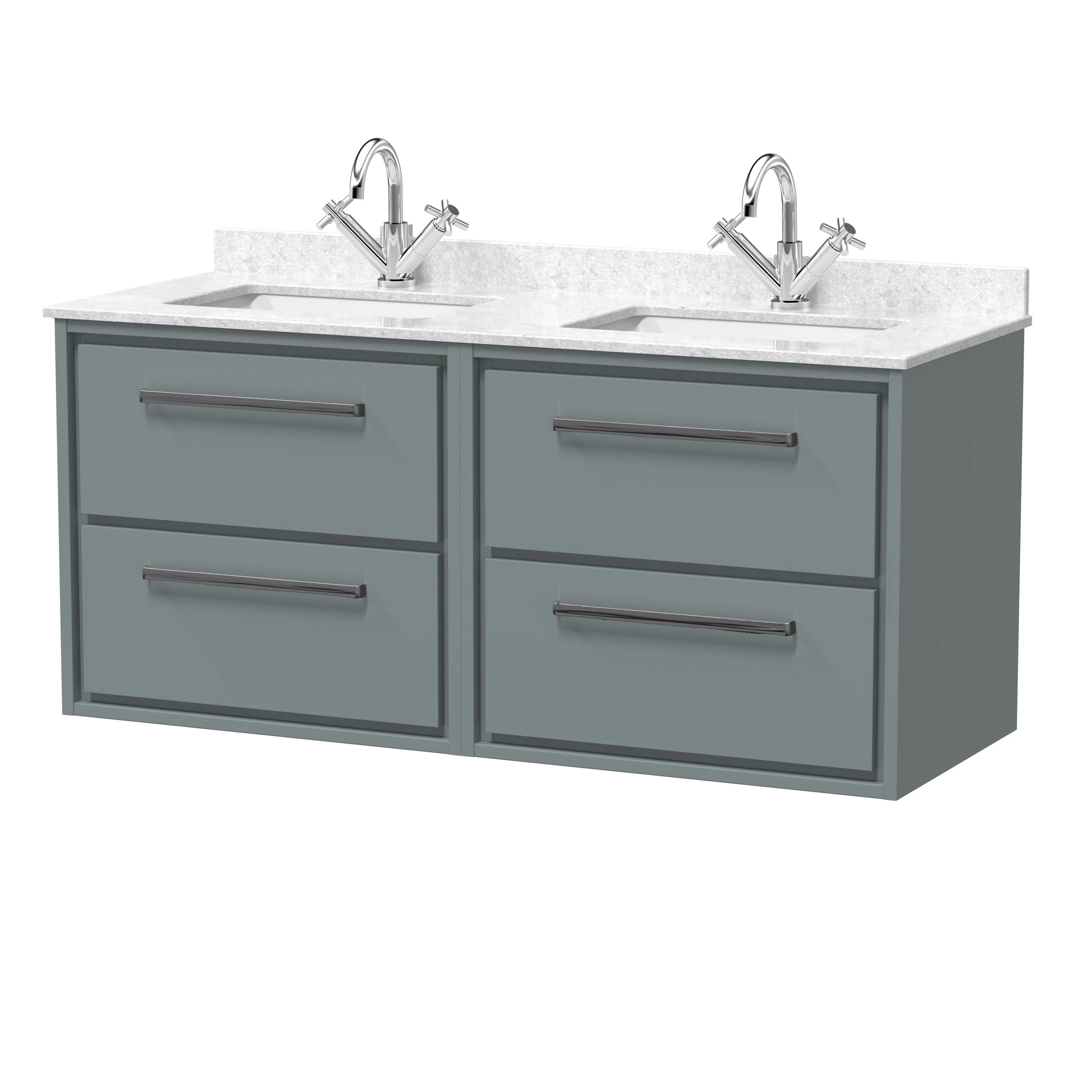 Hudson Reed Lille 1200mm 4 Drawer Wall Hung Vanity Unit & Basin - Coastal Grey - Image 2