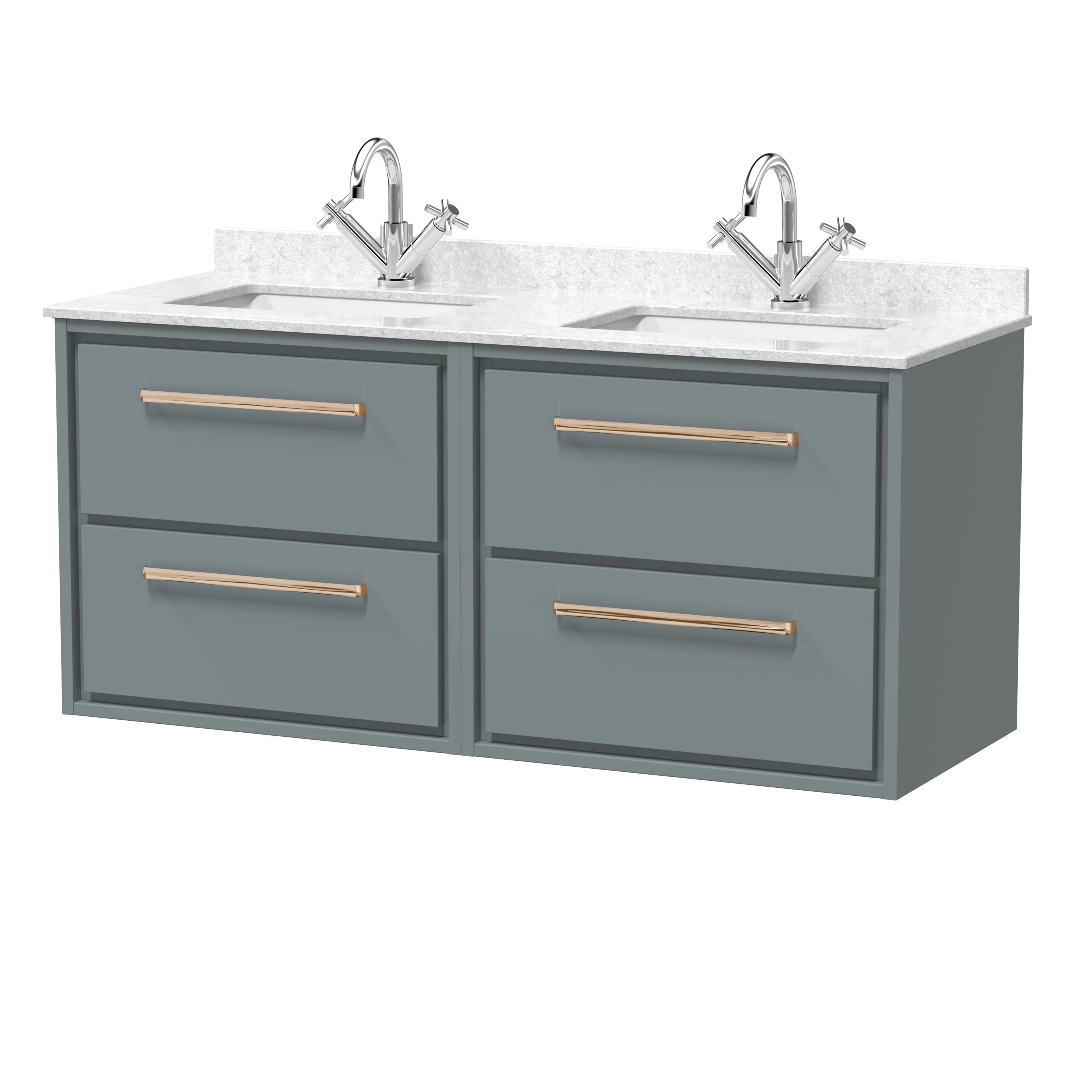 Hudson Reed Lille 1200mm 4 Drawer Wall Hung Vanity Unit & Basin - Coastal Grey - Image 3