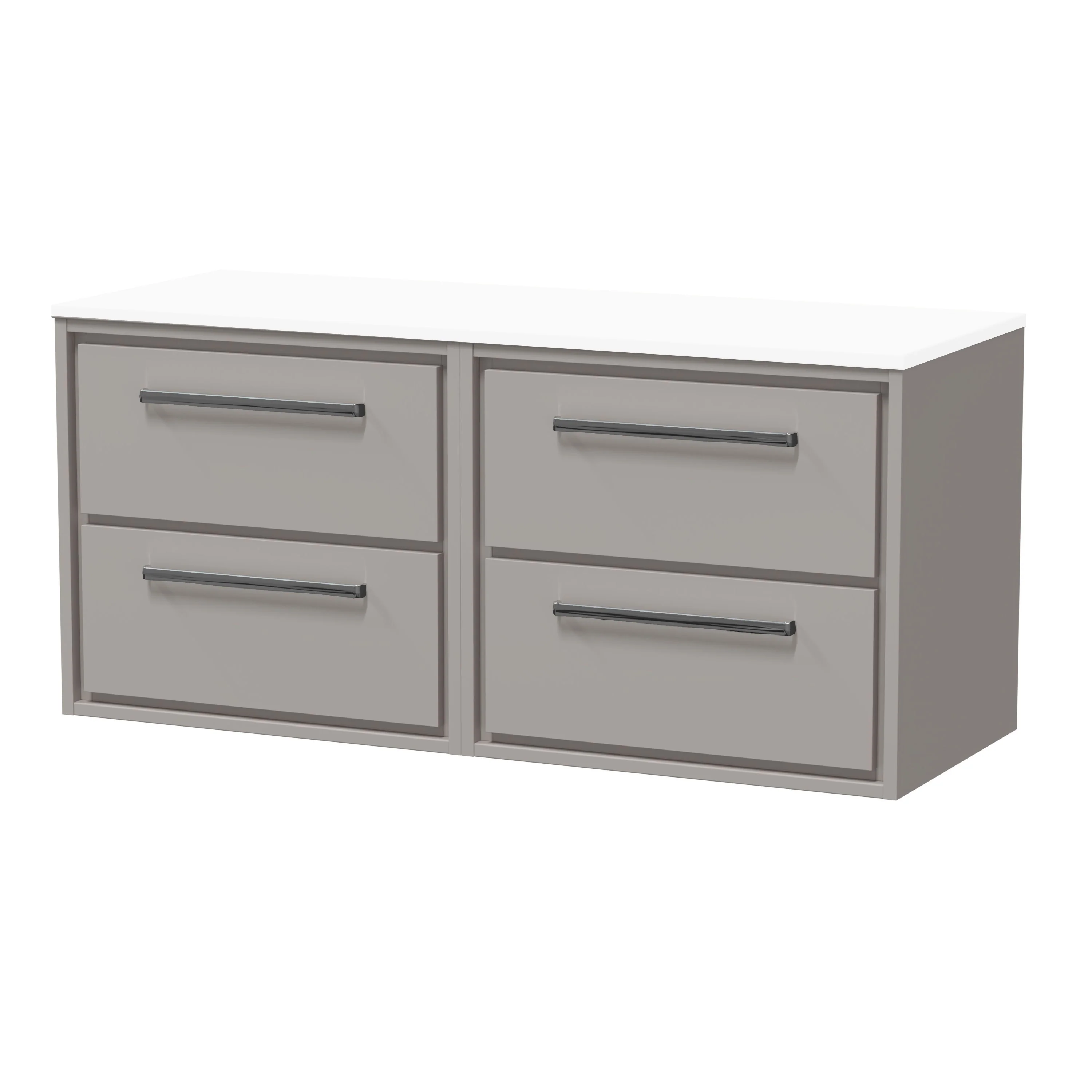 Hudson Reed Lille 1200mm 4 Drawer Wall Hung Vanity Unit - Pebble Grey - Image 8