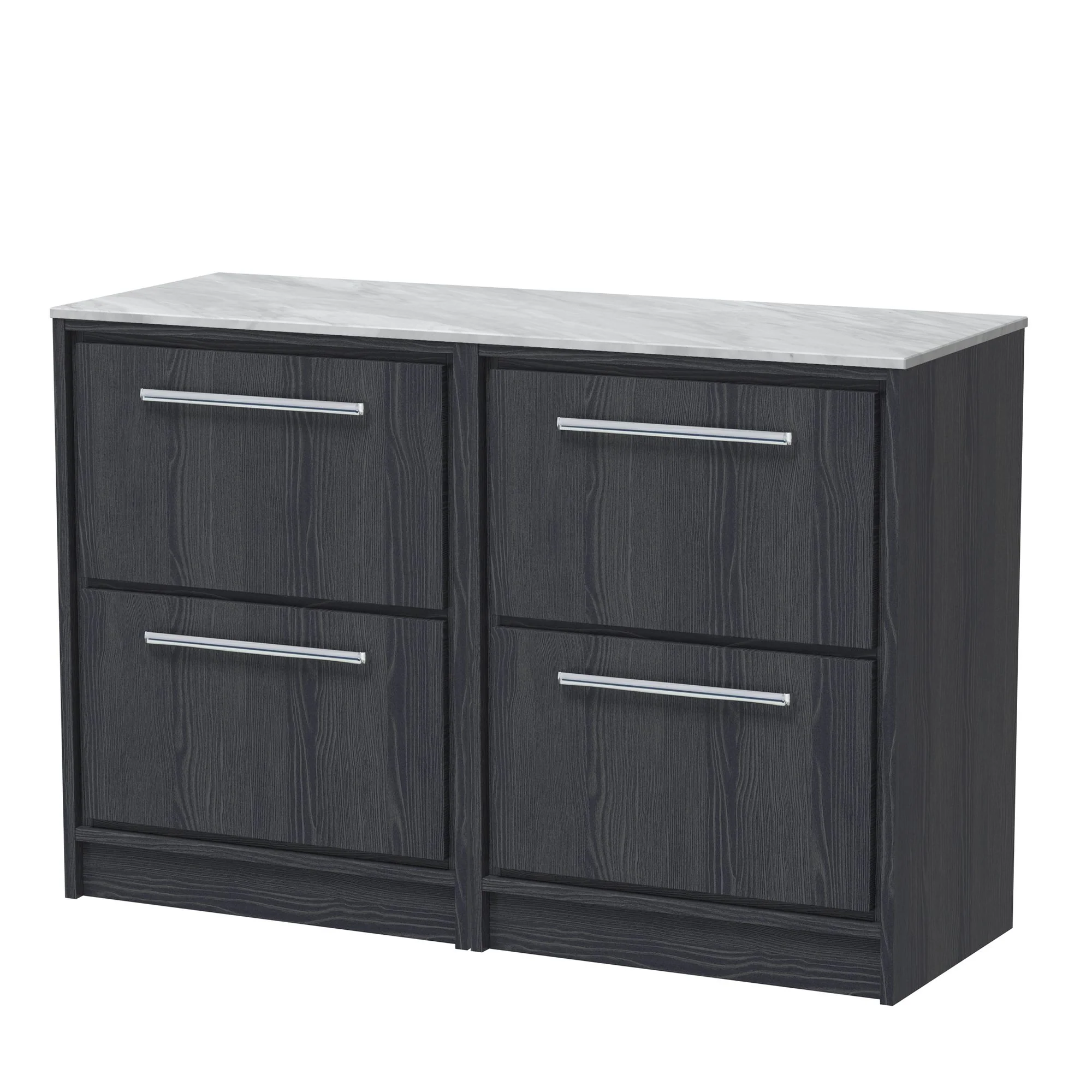 Hudson Reed Lille 1200mm Floor Standing 4-Drawer Vanity Unit - Graphite Grey Woodgrain - Image 3